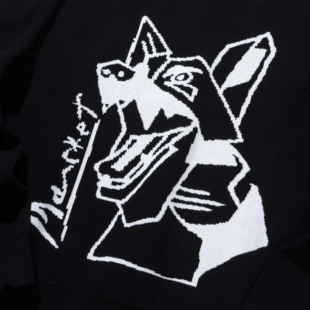 MARKET CUBISM BEWARE MEN'S BLACK KNIT SWEATER