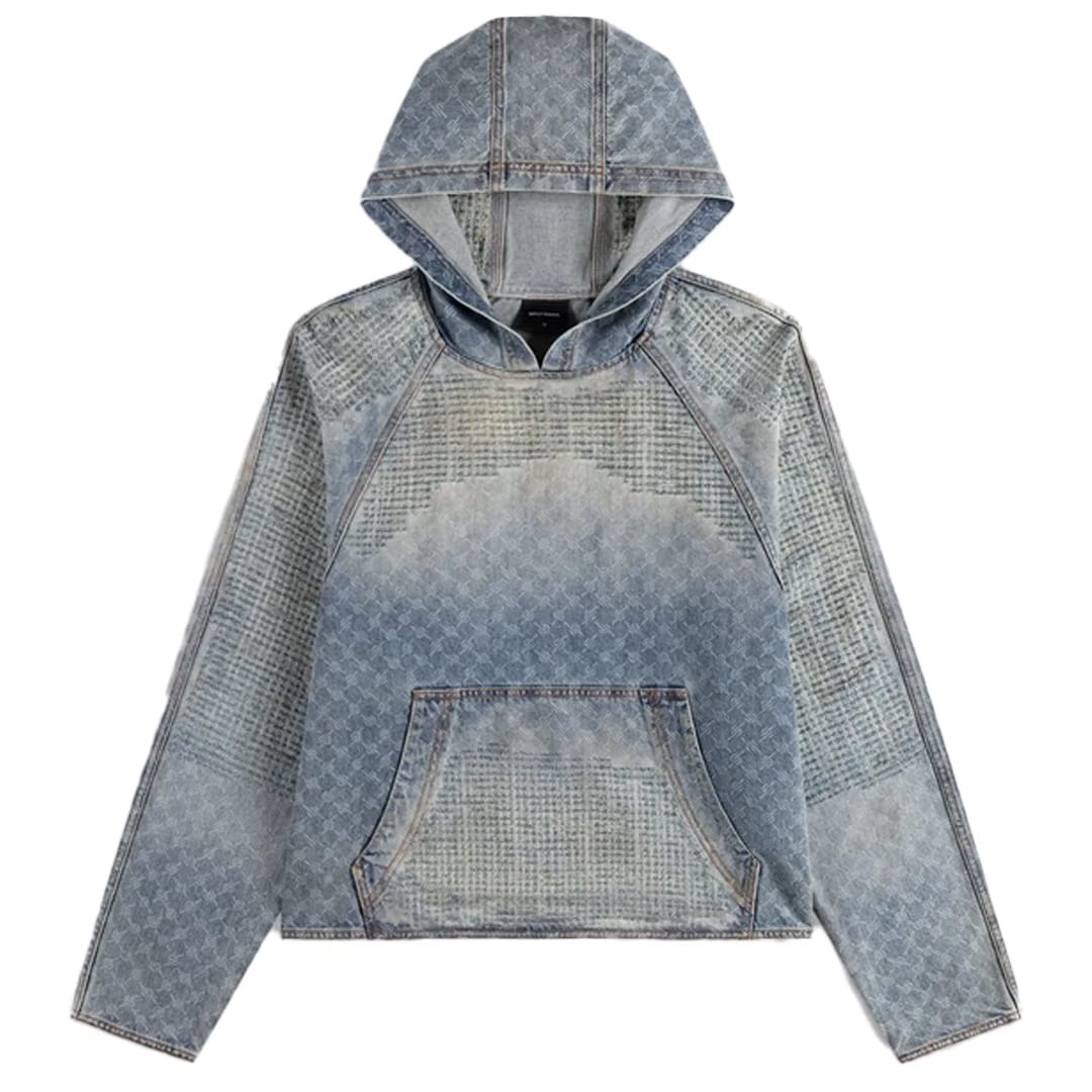 Daily Paper DESTROYED DENIM HOODIE BLUE