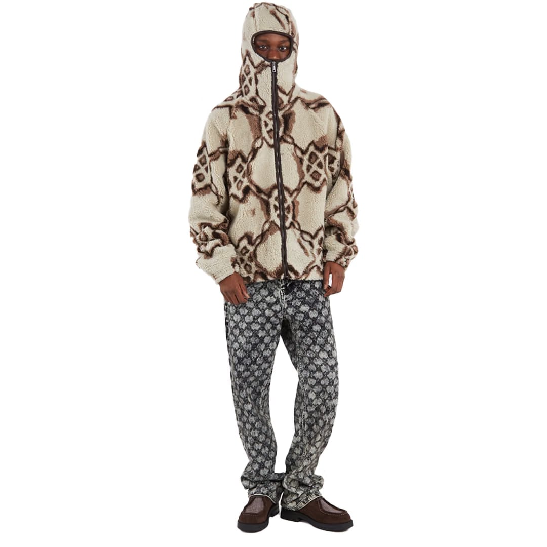 Daily Paper BURNED SHIELD SHERPA HOODIE OFF WHITE