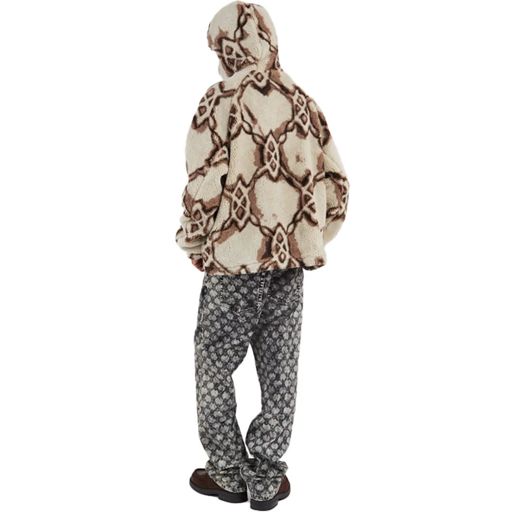 Daily Paper BURNED SHIELD SHERPA HOODIE OFF WHITE