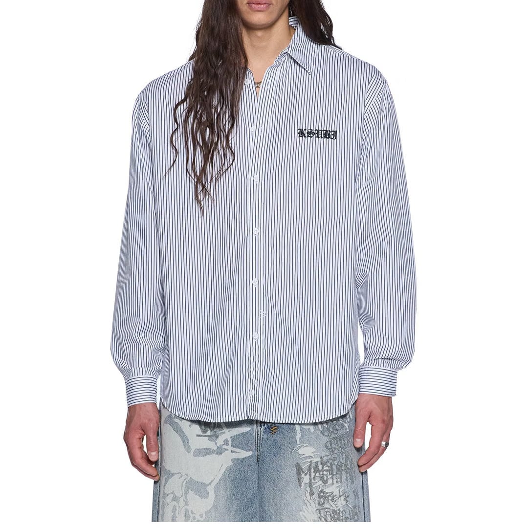Ksubi HAUNTED KSIGNATURE LONGSLEEVE BLACK STRIPE SHIRT