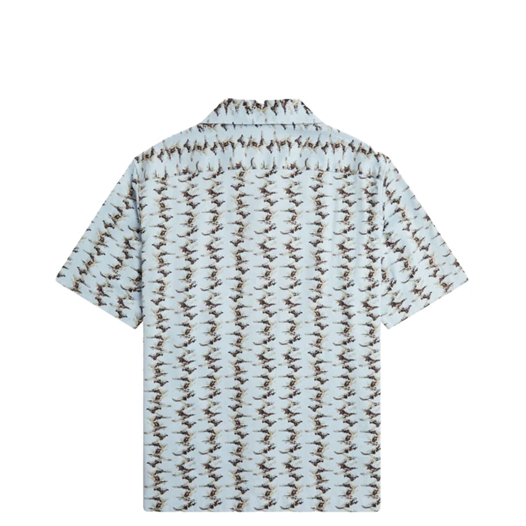 Fred Perry ABSTRACT PRINT REVERE COLLAR SHIRT LIGHT SMOKE