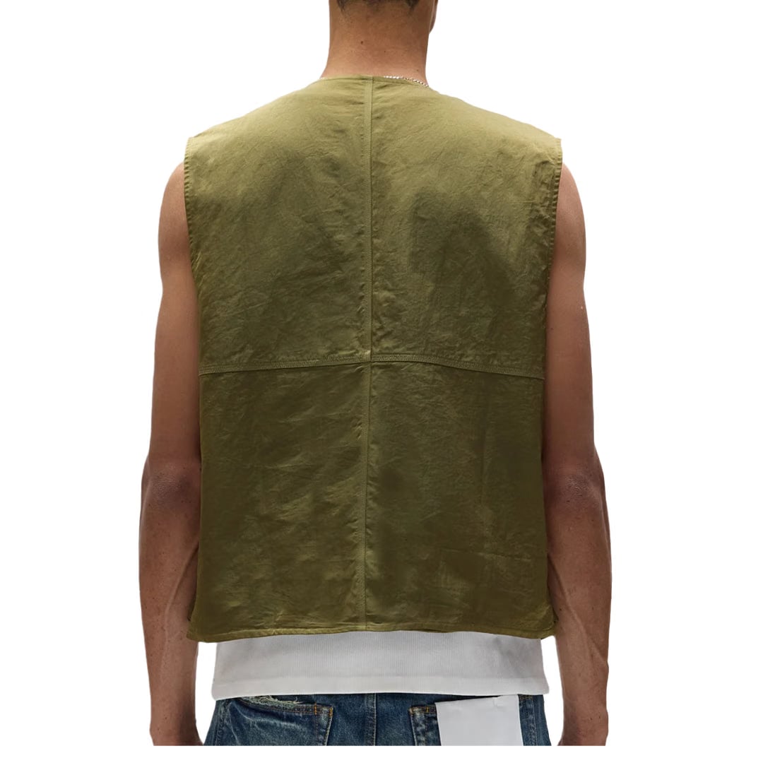 Purple Brand WOVEN FULL ZIP UTILITY VEST MILITARY WORDMARK