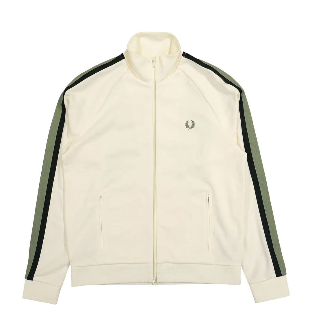 Fred Perry TWO COLOUR TAPE TRACK JACKET LIGHT ECRU