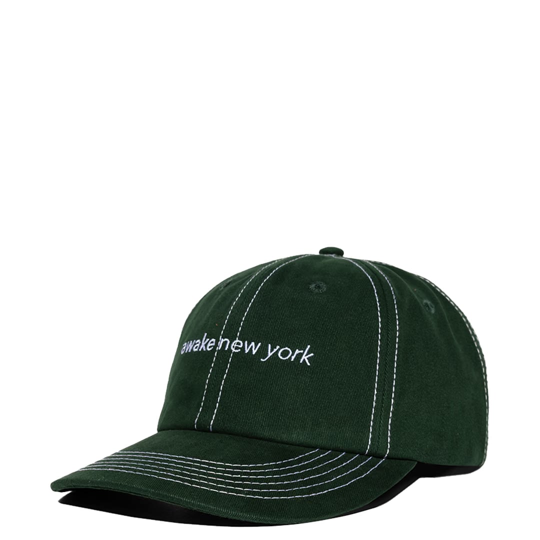 Awake NY CONTRAST STITCH 6 PANEL HAT DARK GREEN