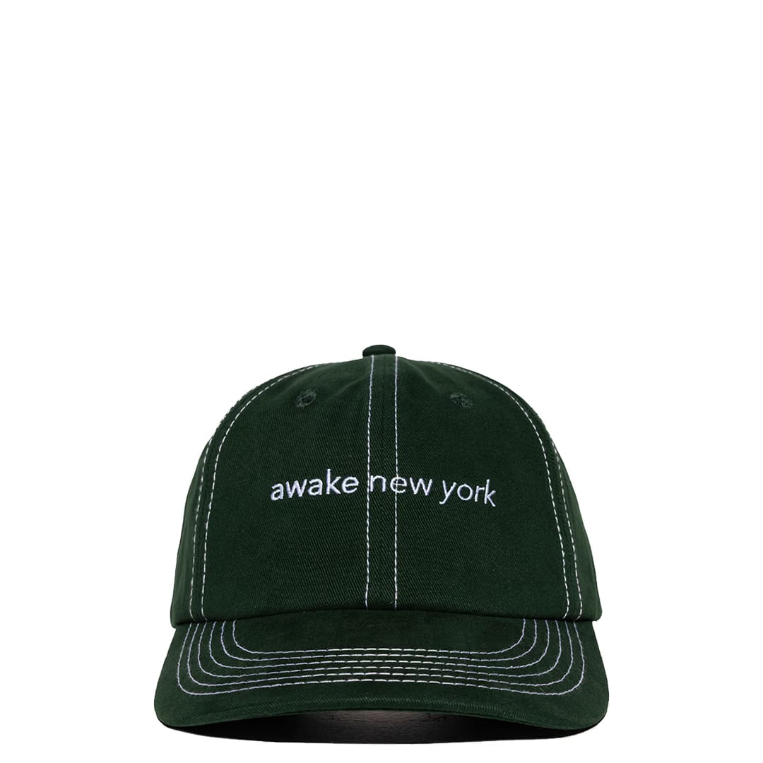Awake NY CONTRAST STITCH 6 PANEL HAT DARK GREEN