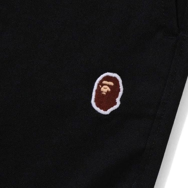 BAPE Ape Head One Point 2 Pleat Easy Chino Shorts Black