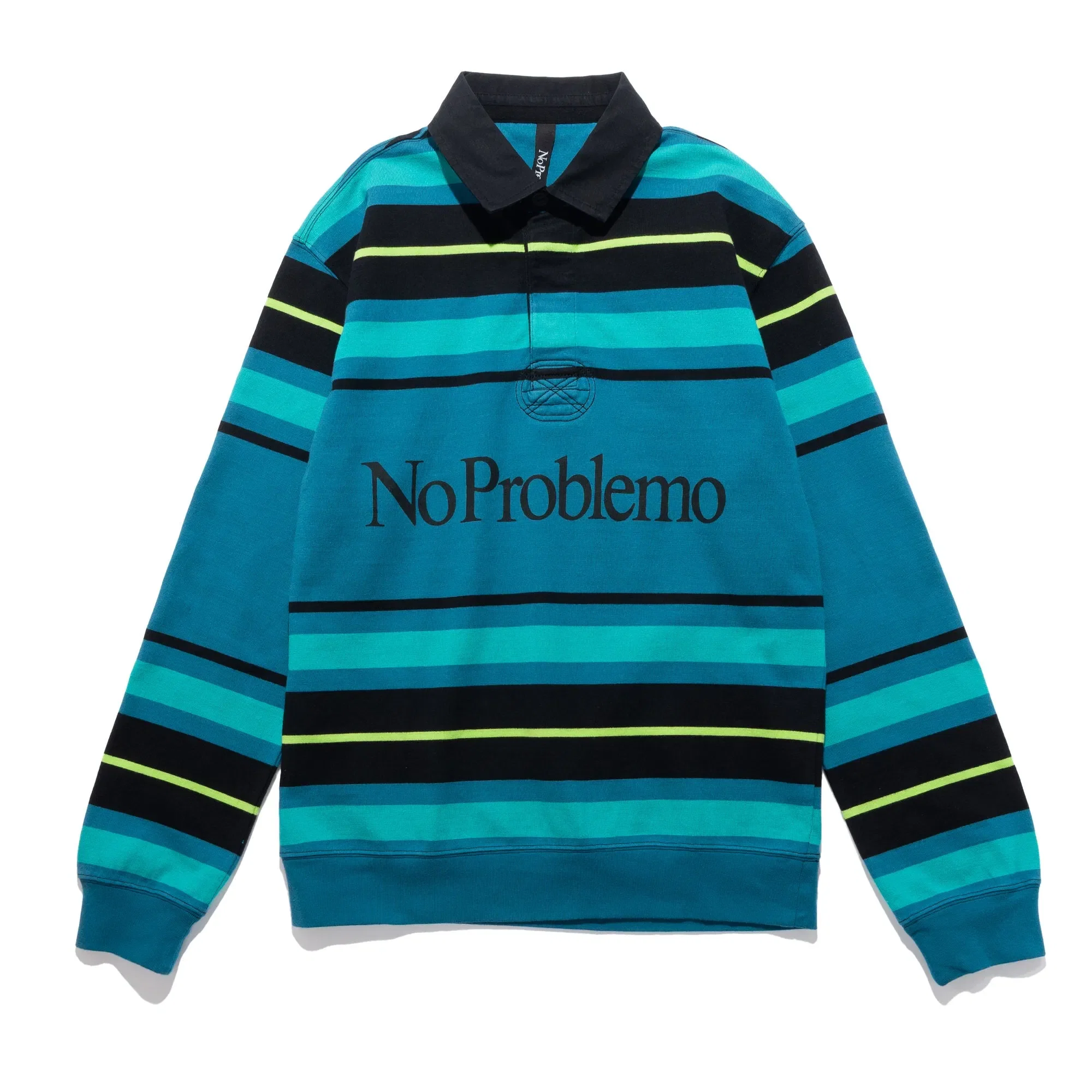 NO PROBLEMO Striped LS Rugby Shirt Aqua NP4021405