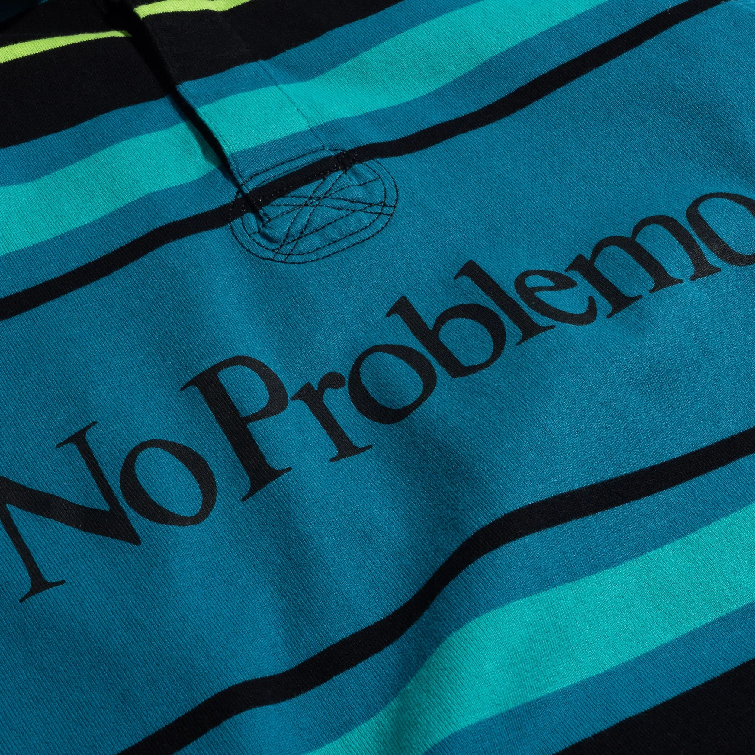 NO PROBLEMO Striped LS Rugby Shirt Aqua NP4021405