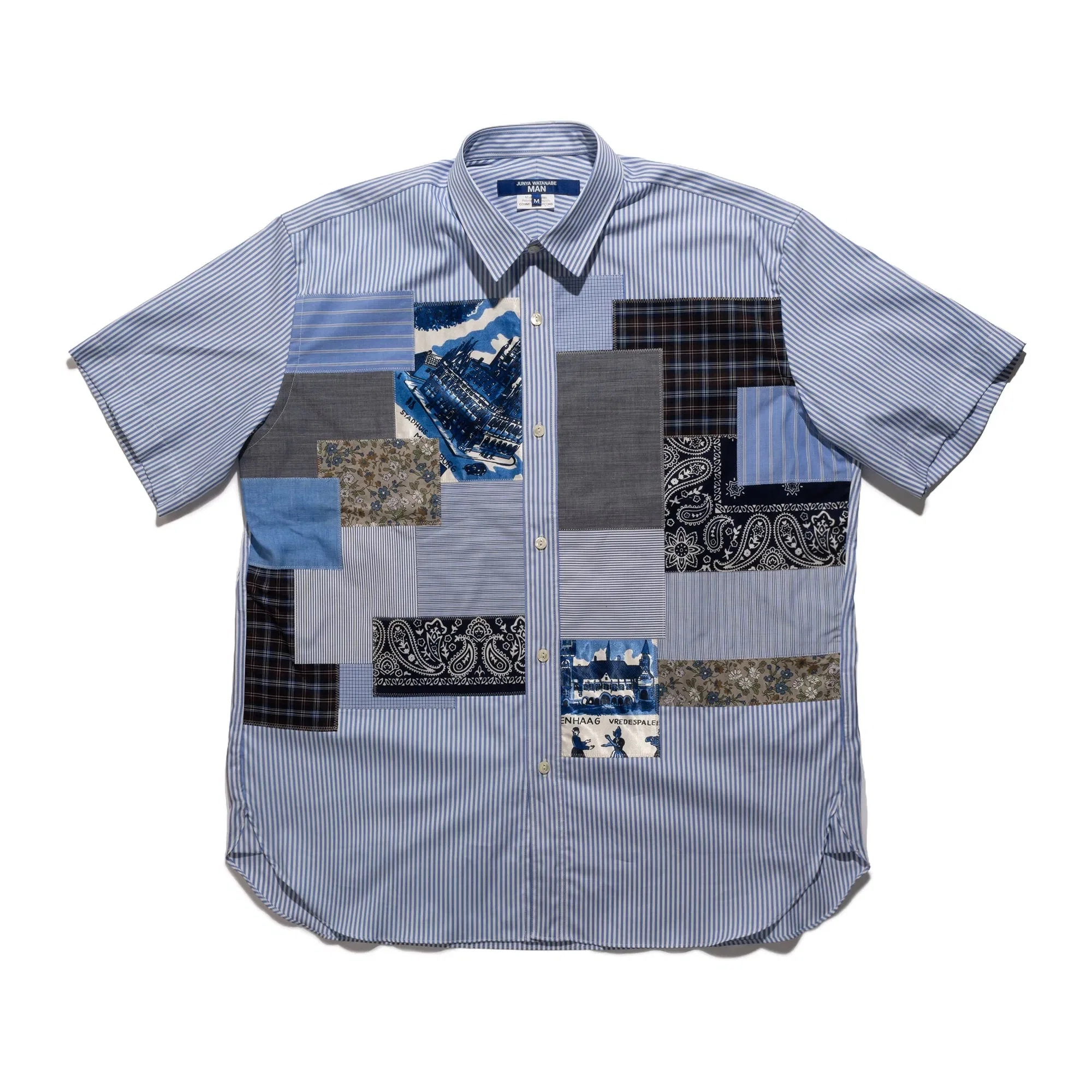 Junya Watanabe JWM Patchwork SS Shirt Blue Stripe WQ-B036-051-1