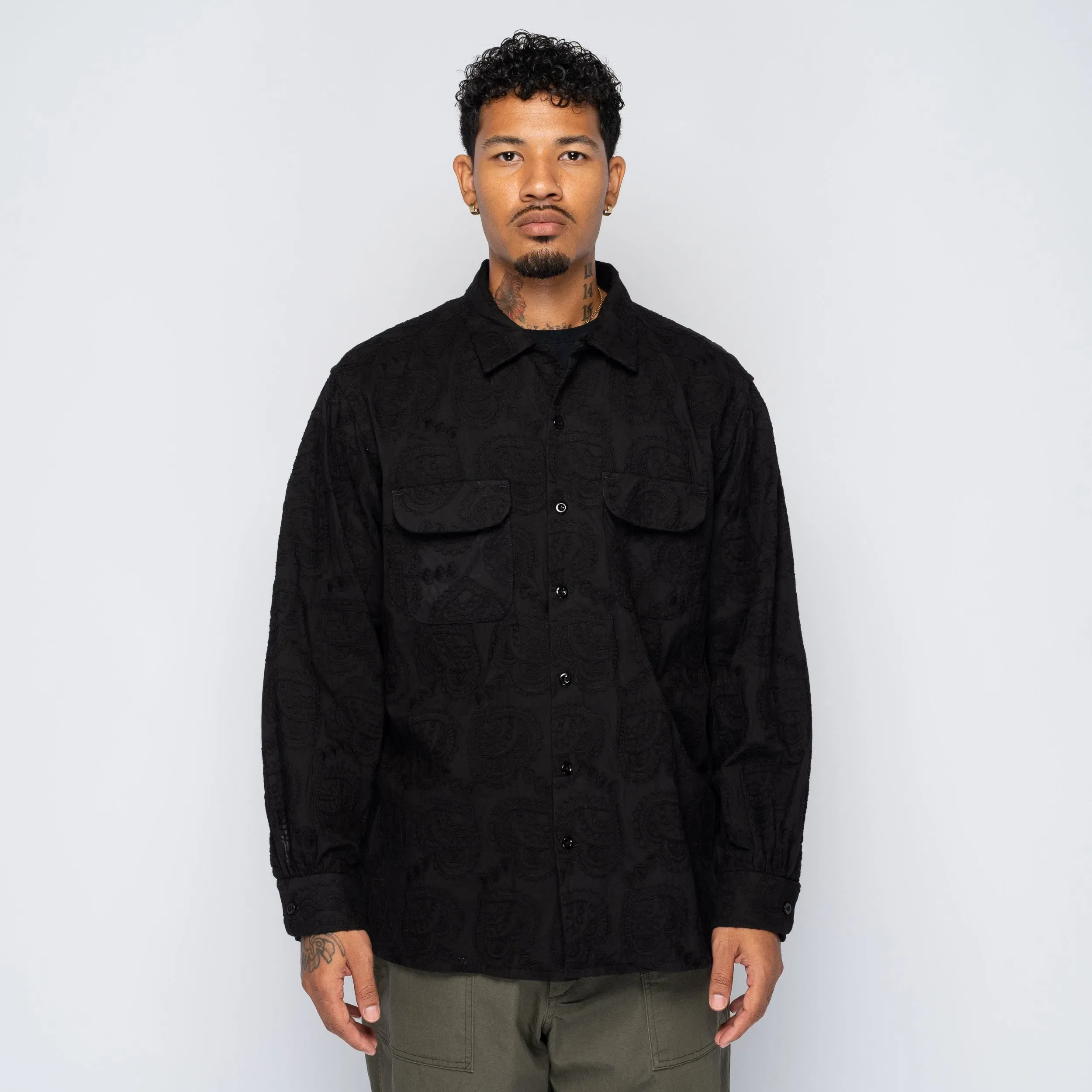 Engineered Garments EG Classic Shirt Black Paisley Embroidery 25F1A005