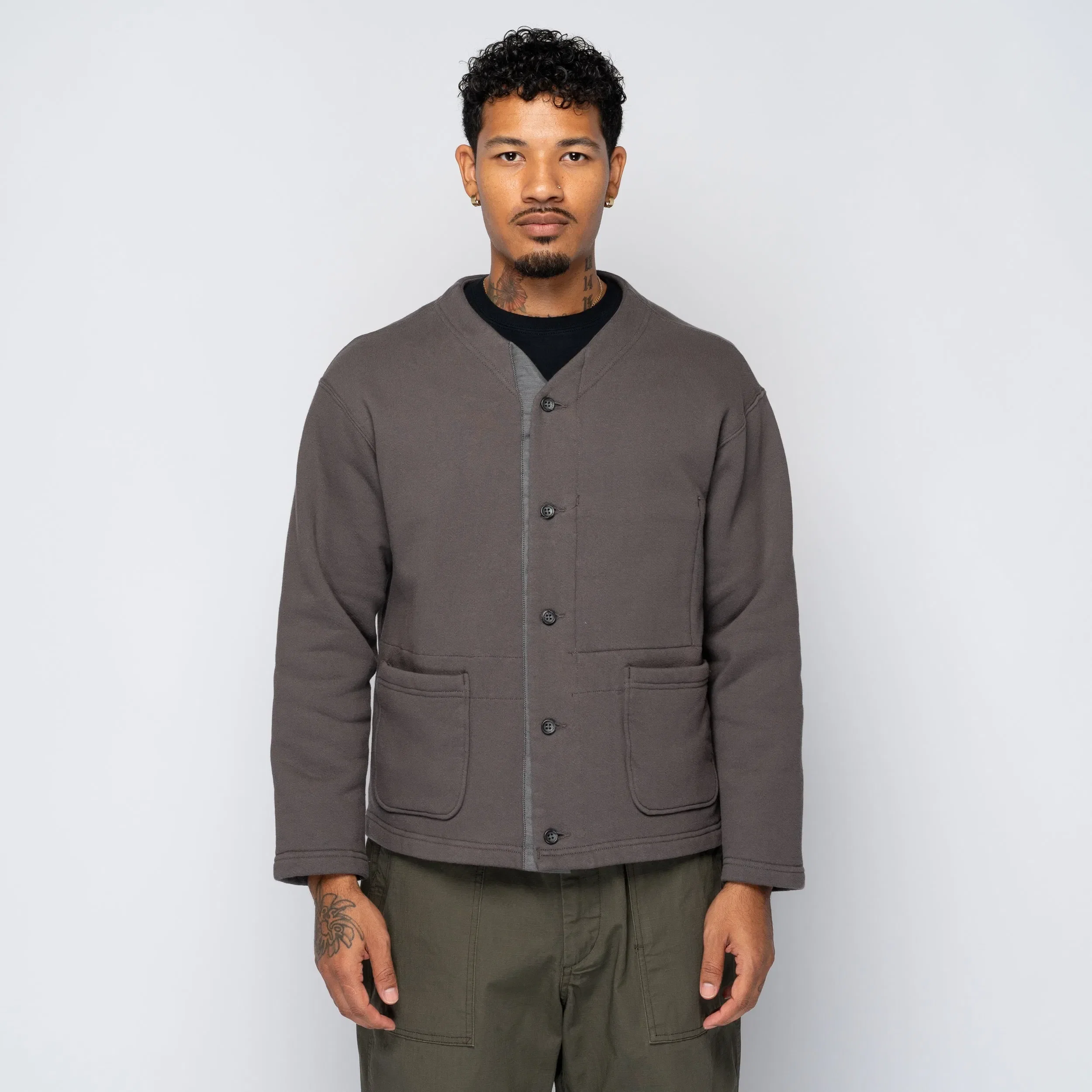 Engineered Garments EG Knit Cardigan Graphite 12oz Cotton Fleece 25F1B030