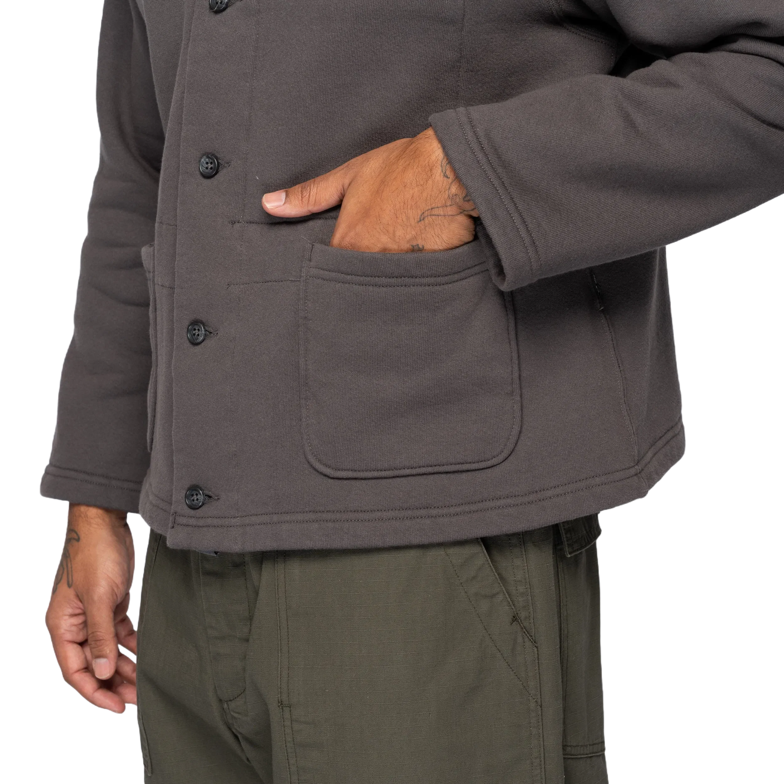 Engineered Garments EG Knit Cardigan Graphite 12oz Cotton Fleece 25F1B030