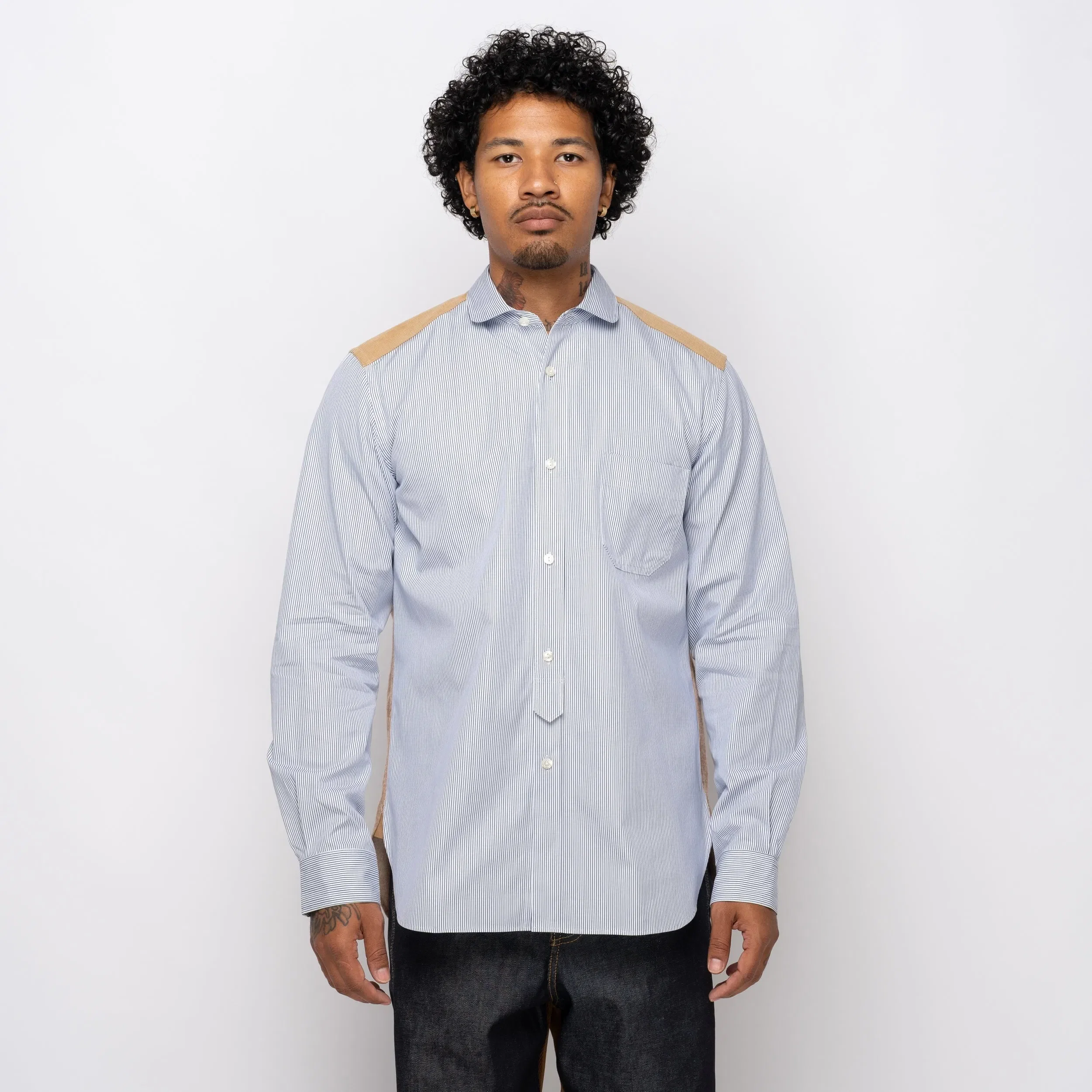 Junya Watanabe JWM Pinstripe Shirt Blue WP-B016-051-1