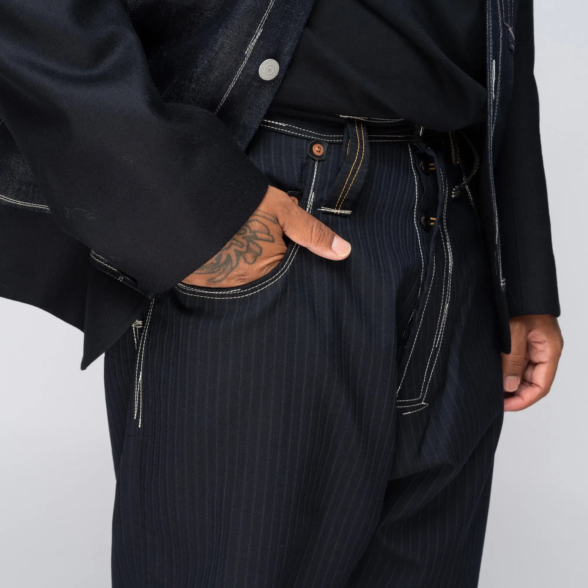 Junya Watanabe x Levi's Pinstripe Wool Pants Navy/Grey WN-P205-051