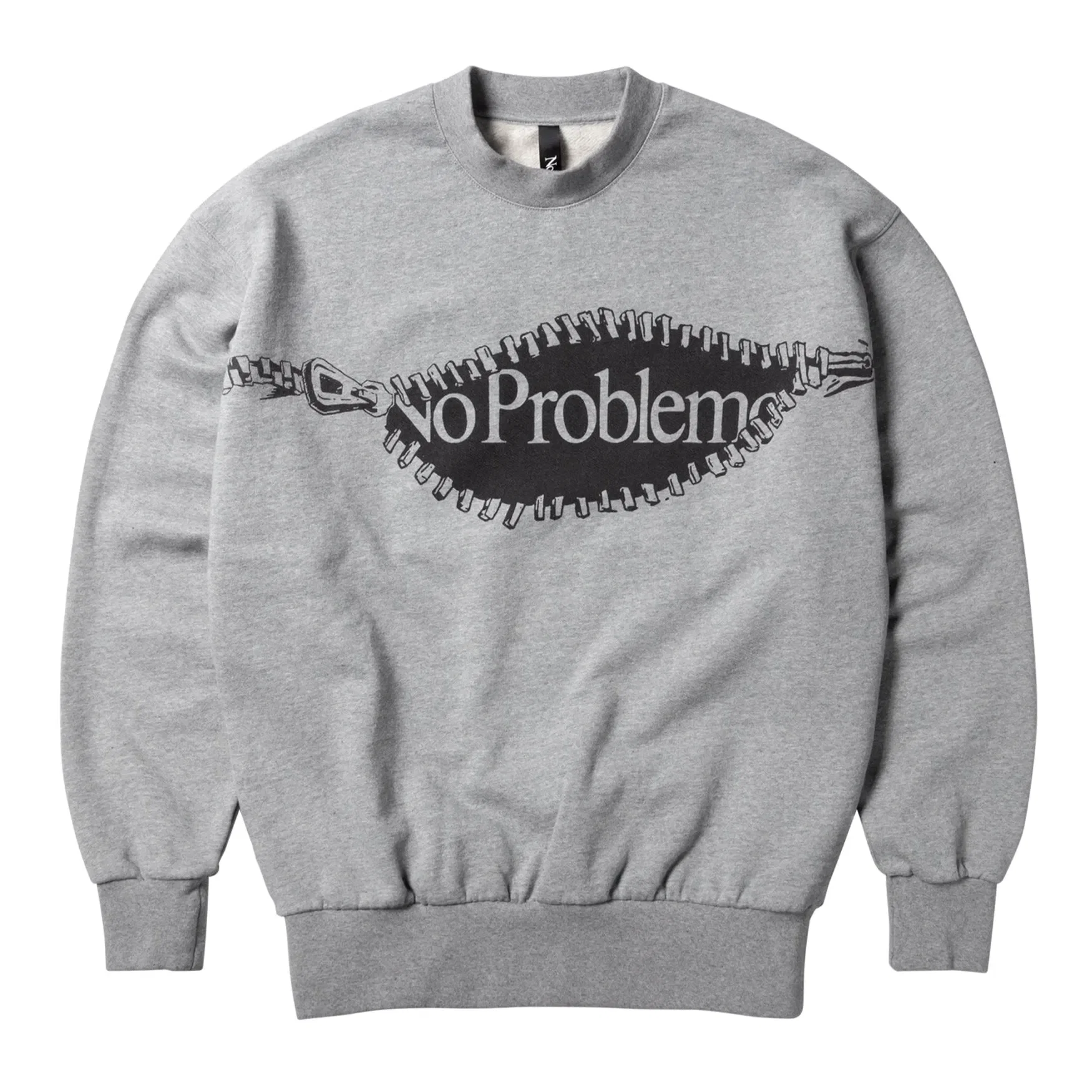 NO PROBLEMO NP Zip Crewneck Sweatshirt Grey Marl NPAR20010