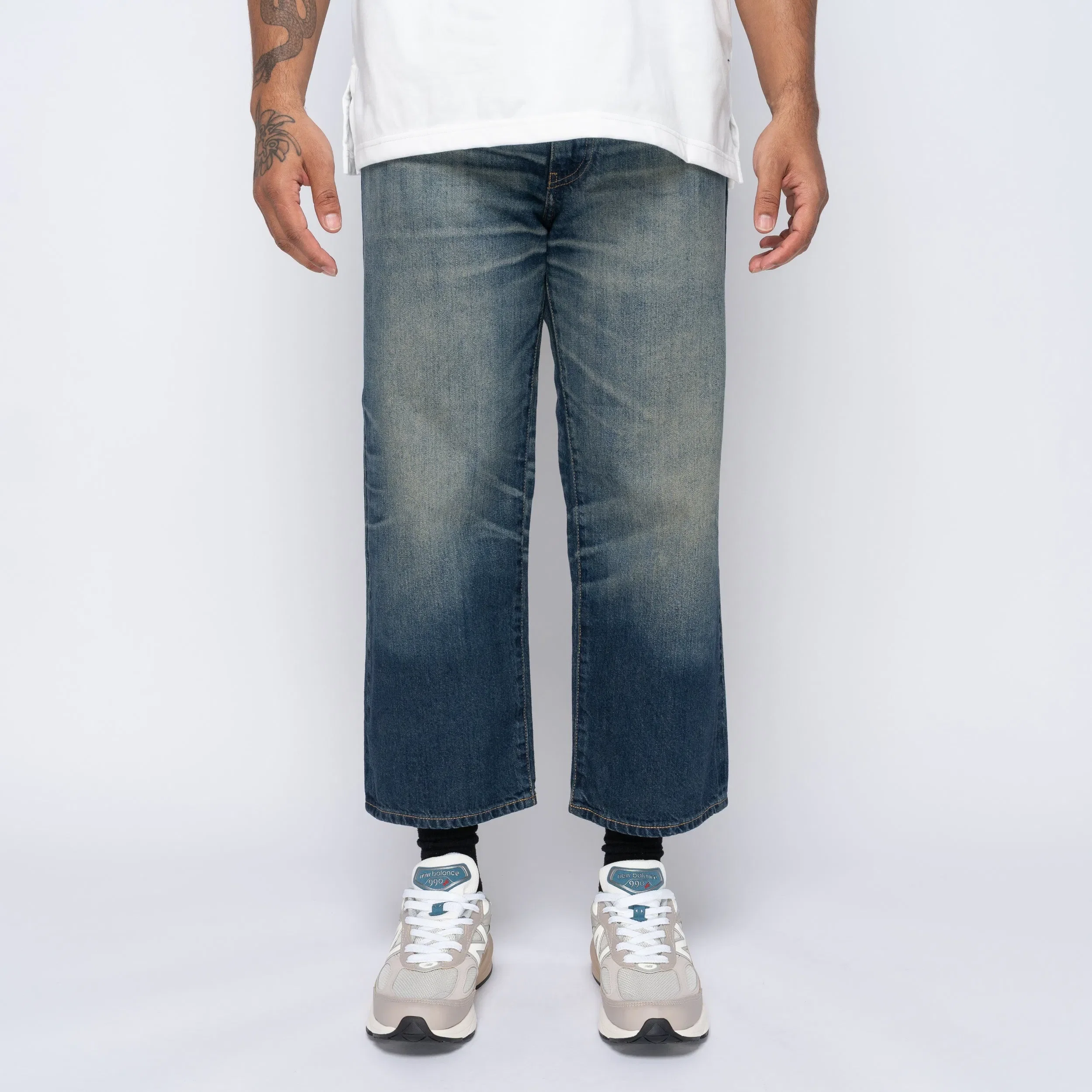 Junya Watanabe JWM Cropped Jeans Vintage Wash Blue WO-P020-051-2