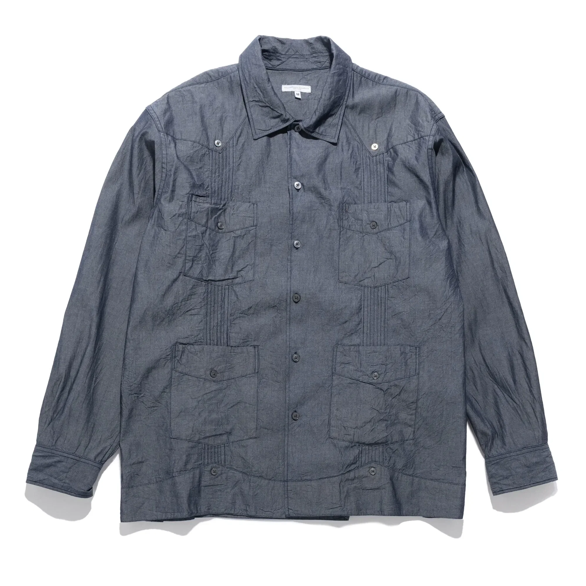 Engineered Garments EG Guayabera Shirt Indigo Cotton Chambray 25S1A032
