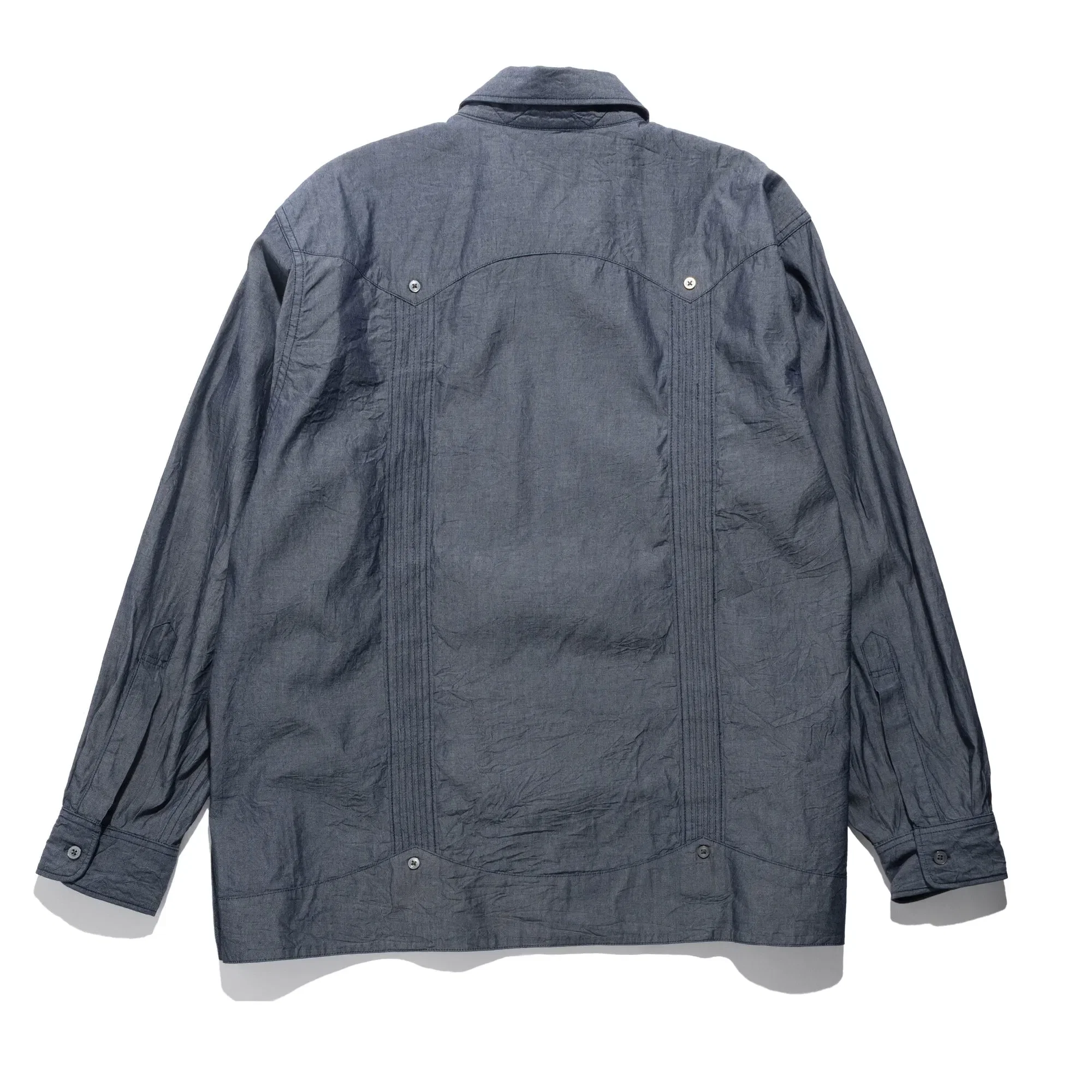 Engineered Garments EG Guayabera Shirt Indigo Cotton Chambray 25S1A032