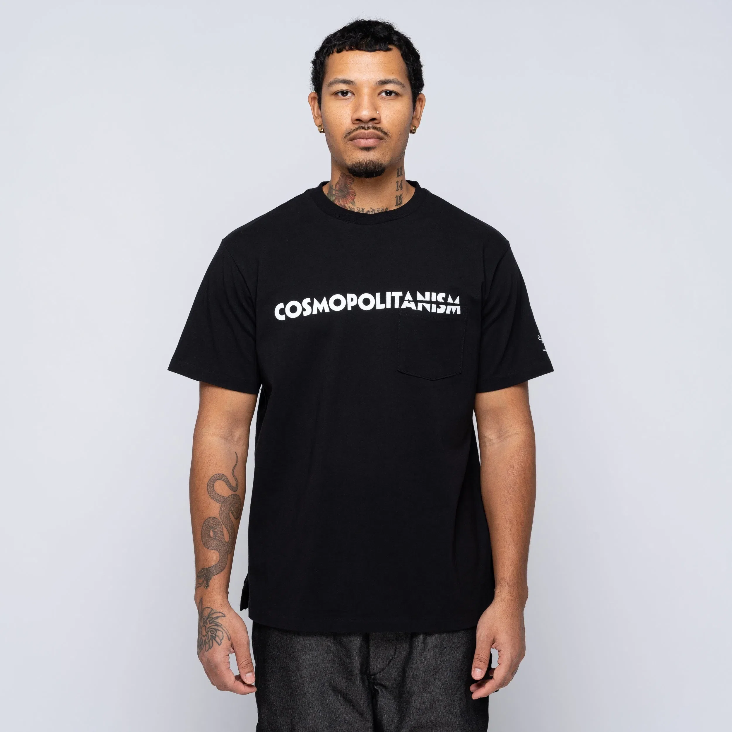 Engineered Garments EG Printed Cross Crewneck Tee Black 25S1H010