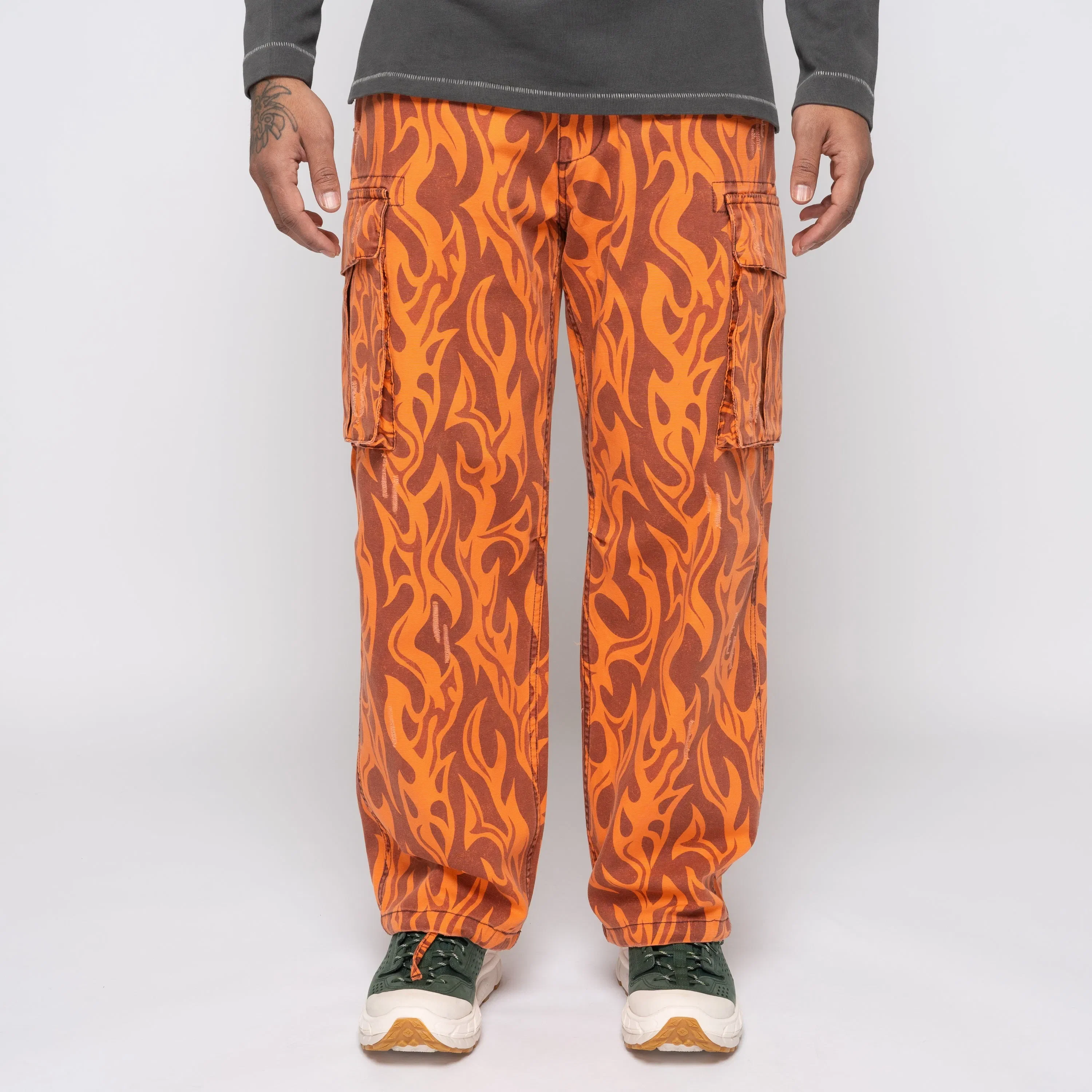 ERL Printed Cargo Pants Orange Flame ERL08P006