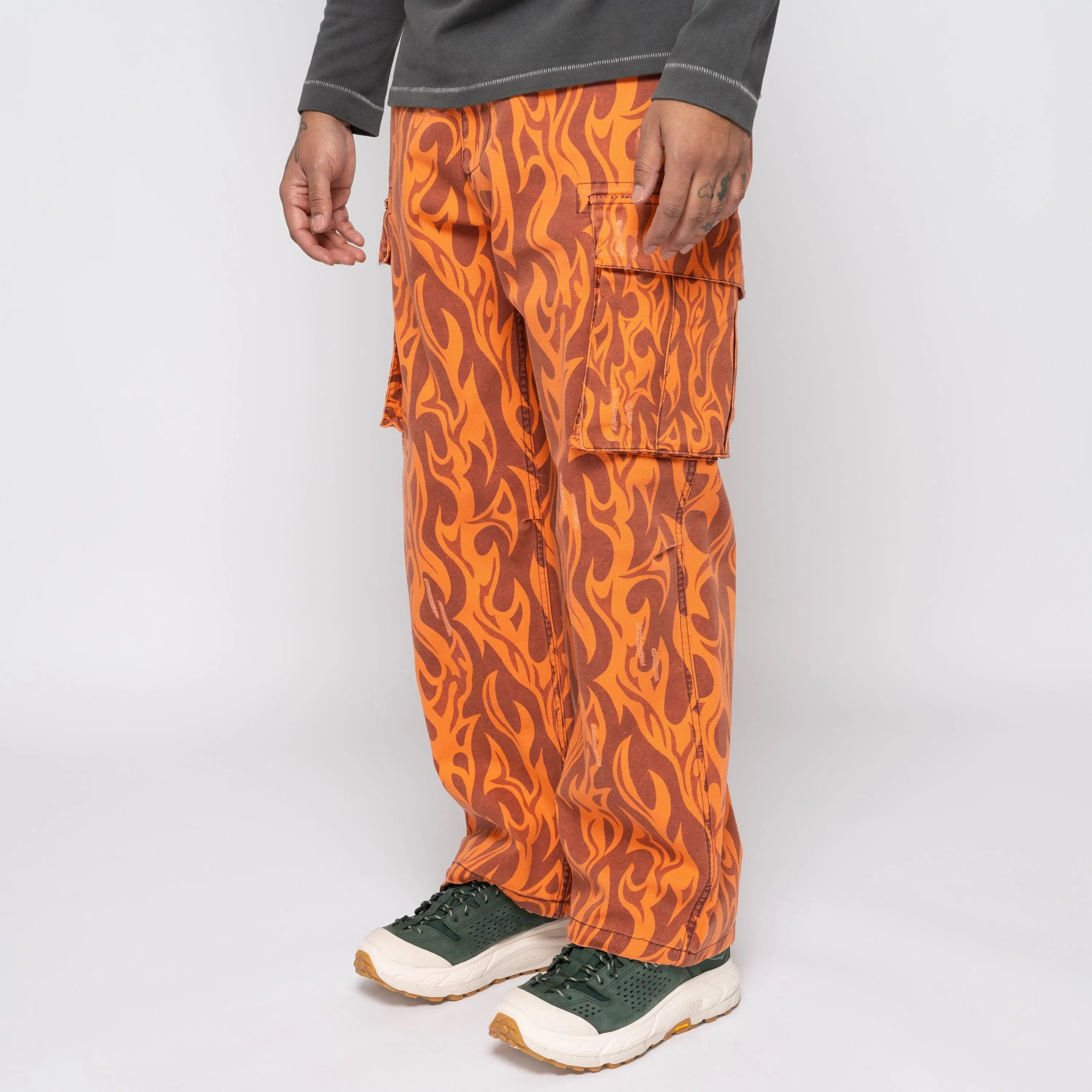 ERL Printed Cargo Pants Orange Flame ERL08P006