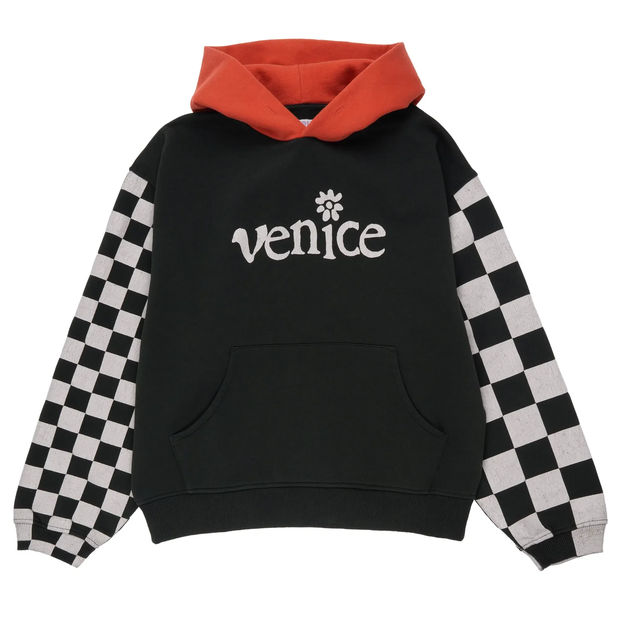 ERL Venice Checker Sleeve Hoodie Black ERL08T021