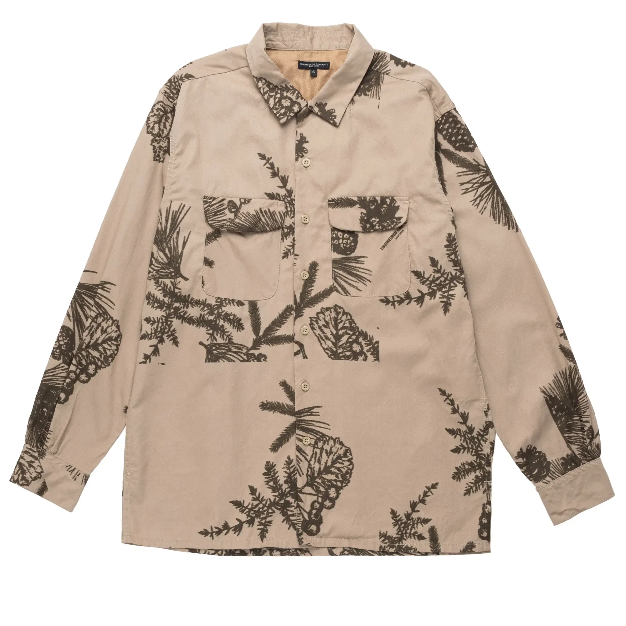Engineered Garments EG Classic Shirt 23F1A005 Khaki Pinecone Print