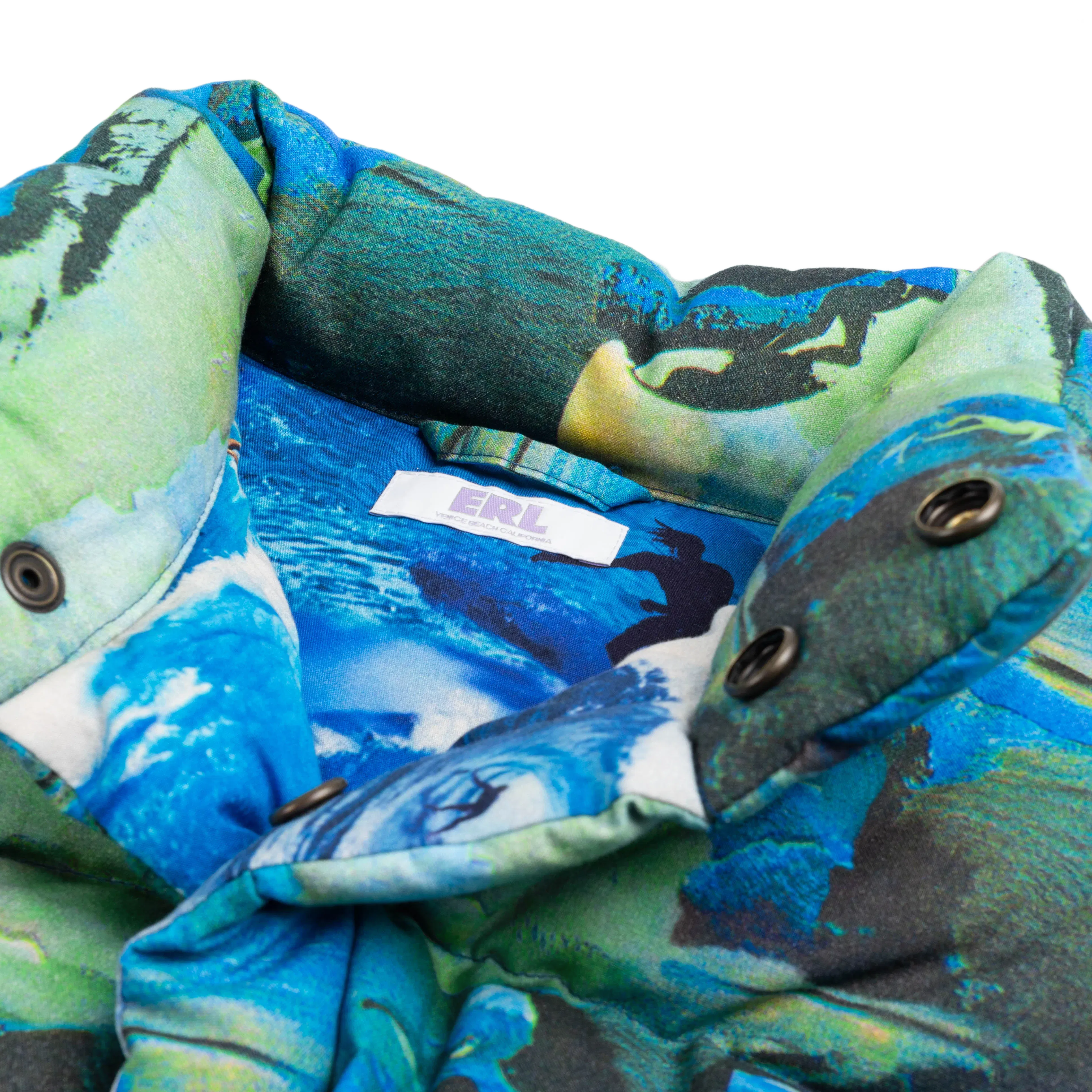 ERL Printed Quilted Puffer Vest ERL06J006 Green Sunset