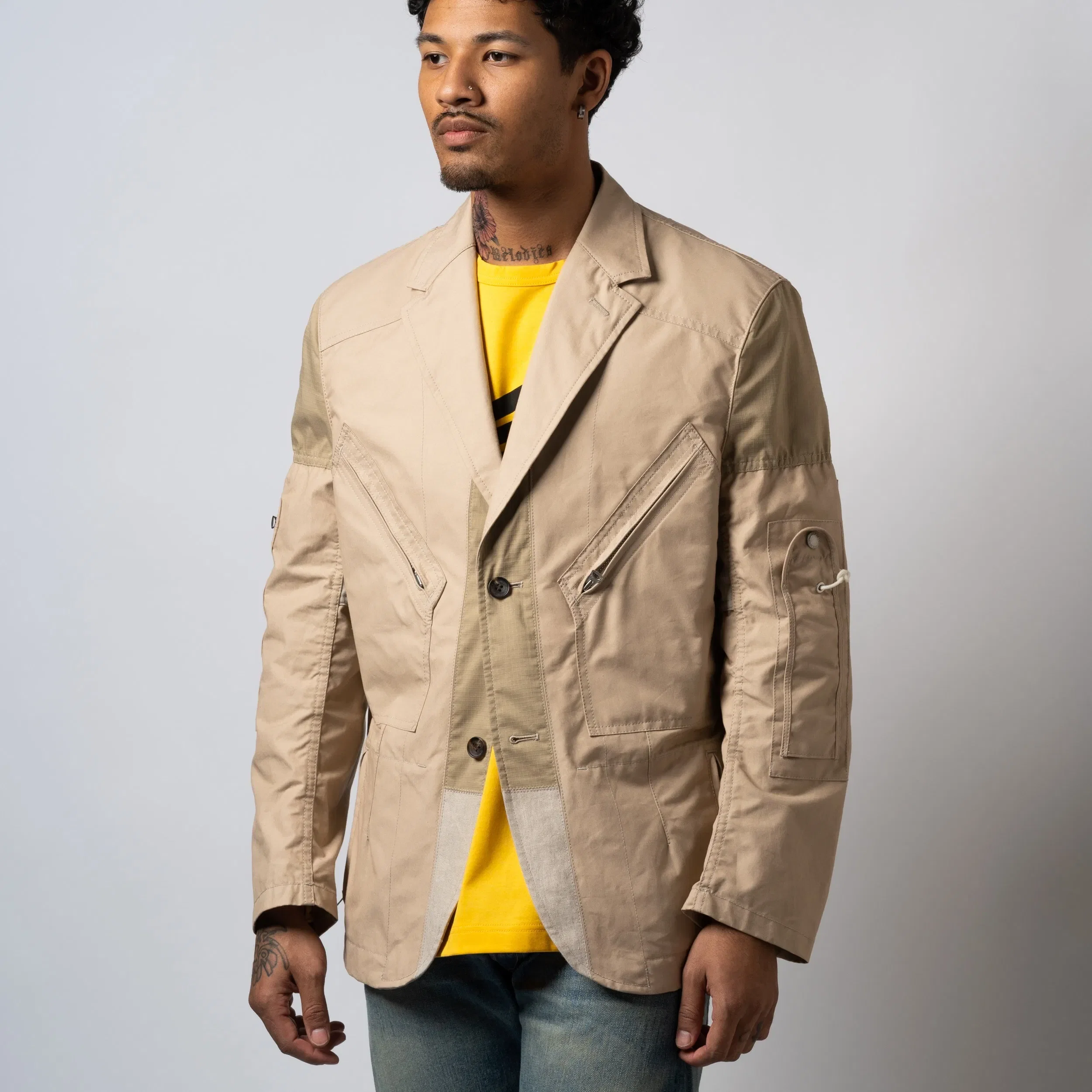 Junya Watanabe Cotton Ripstop Linen Jacket WK-J025-051-1-4 Beige
