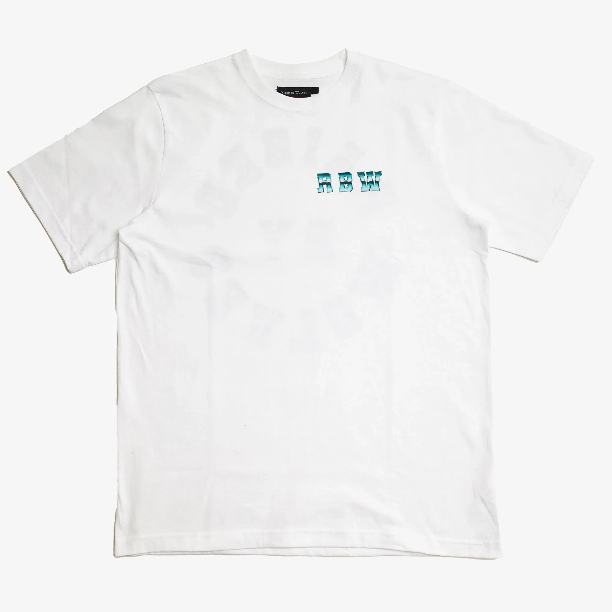 Raised By Wolves Chrome Wheel Tee White