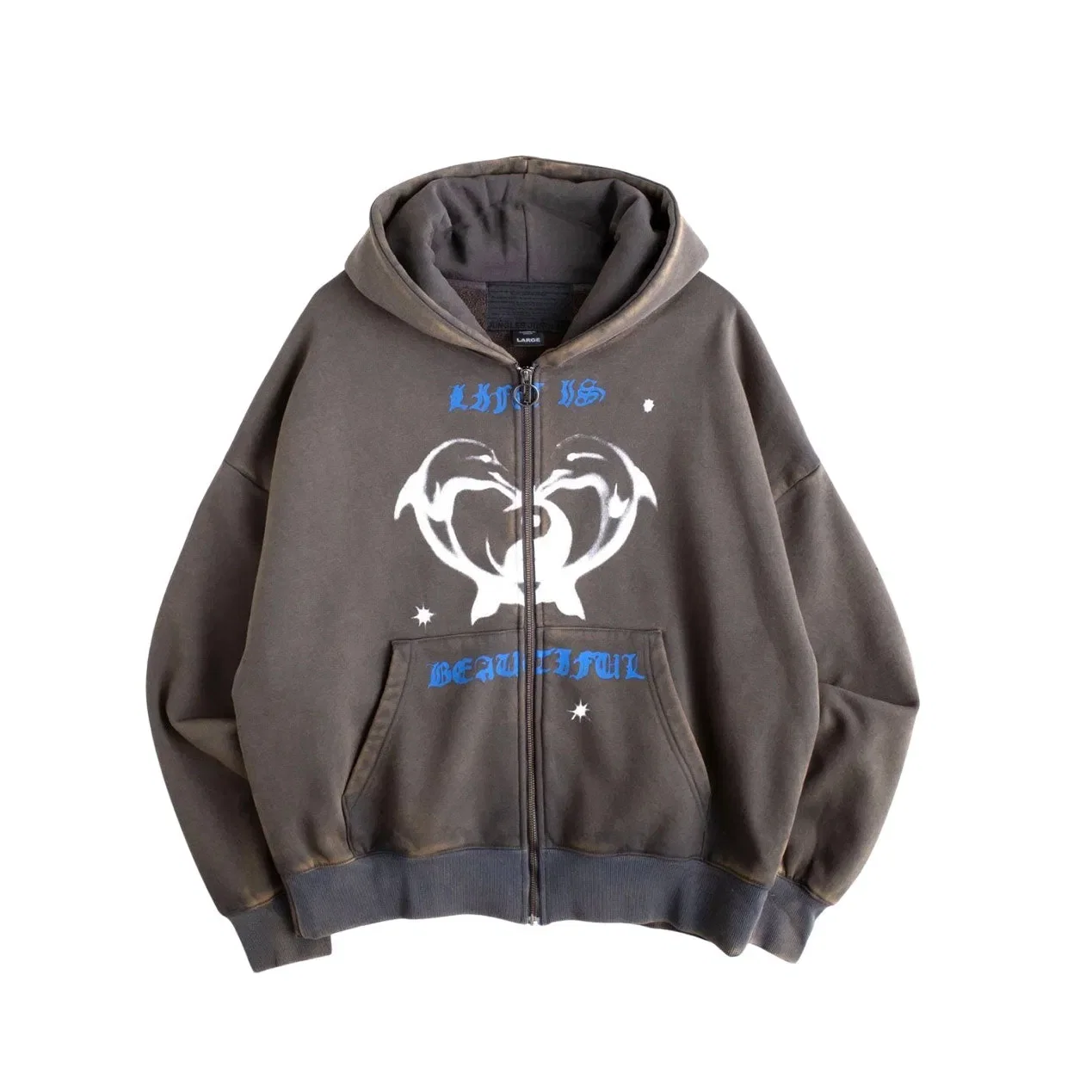 Jungles Beautiful Life Zip Hoodie (Vintage Grey)