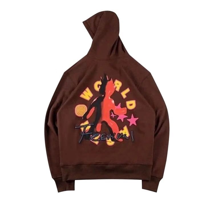 Cactus Jack by Travis Scott Flame Guy Hoodie Brown