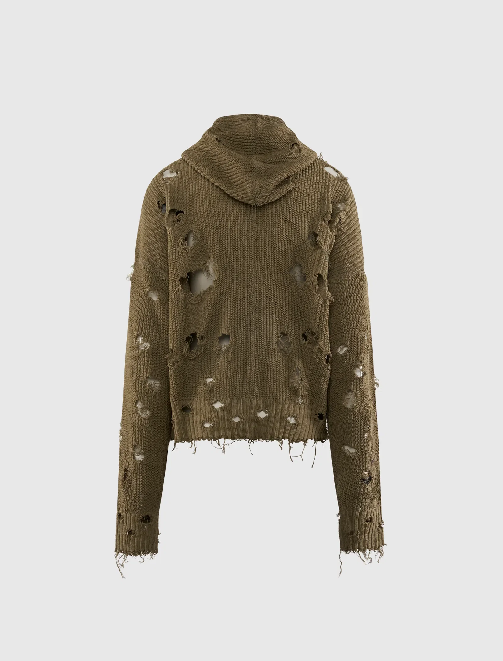 THUG CLUB TC DESTROYED KNIT ZIP-UP HOODIE