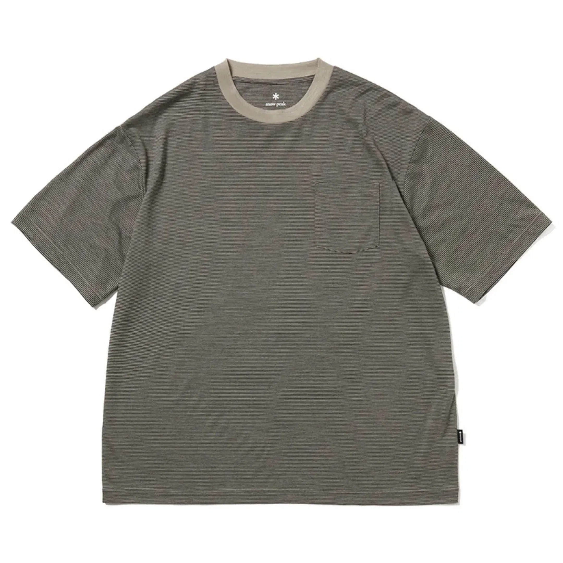 Snow Peak Men's Summer Wool Striped T-Shirt Black