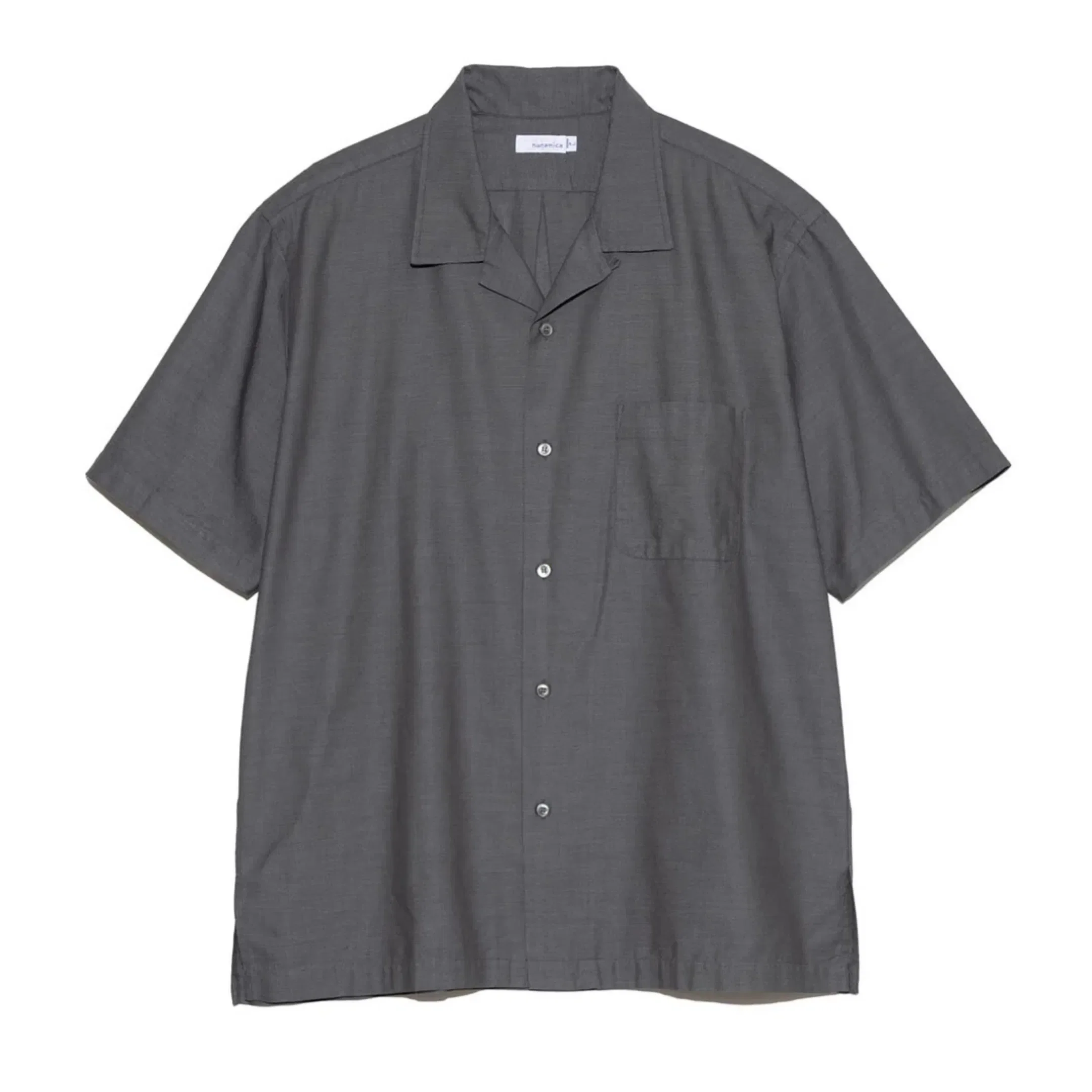 Nanamica Men's Open Collar Panama Short Sleeve Shirt Grey