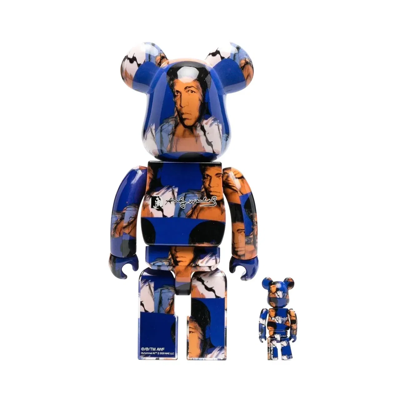 Bearbrick Medicom Bearbrick Andy Warhol Muhammad Ali 400% and 100% Figure Set