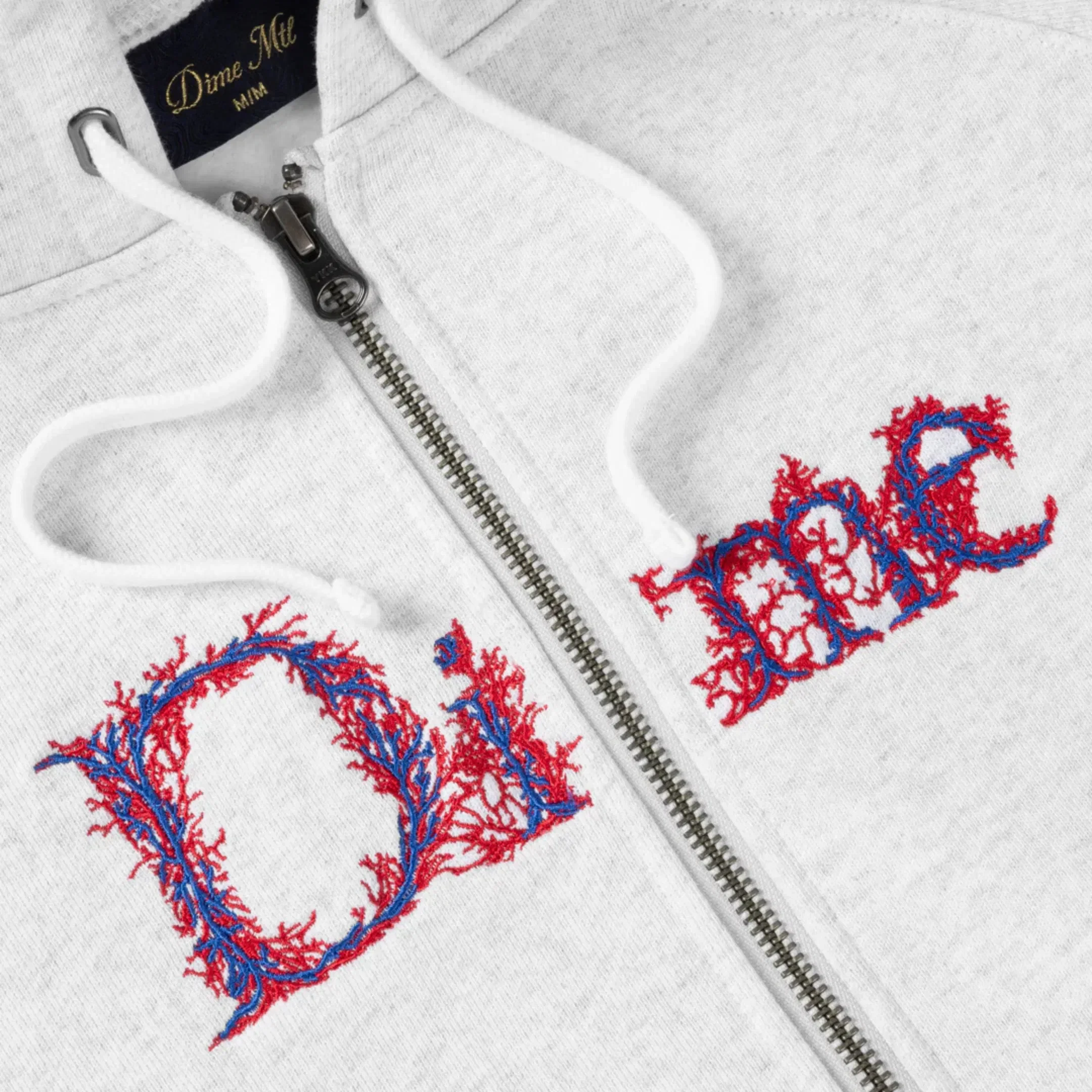 Dime Men's Classic Veins Zip Hoodie Ash