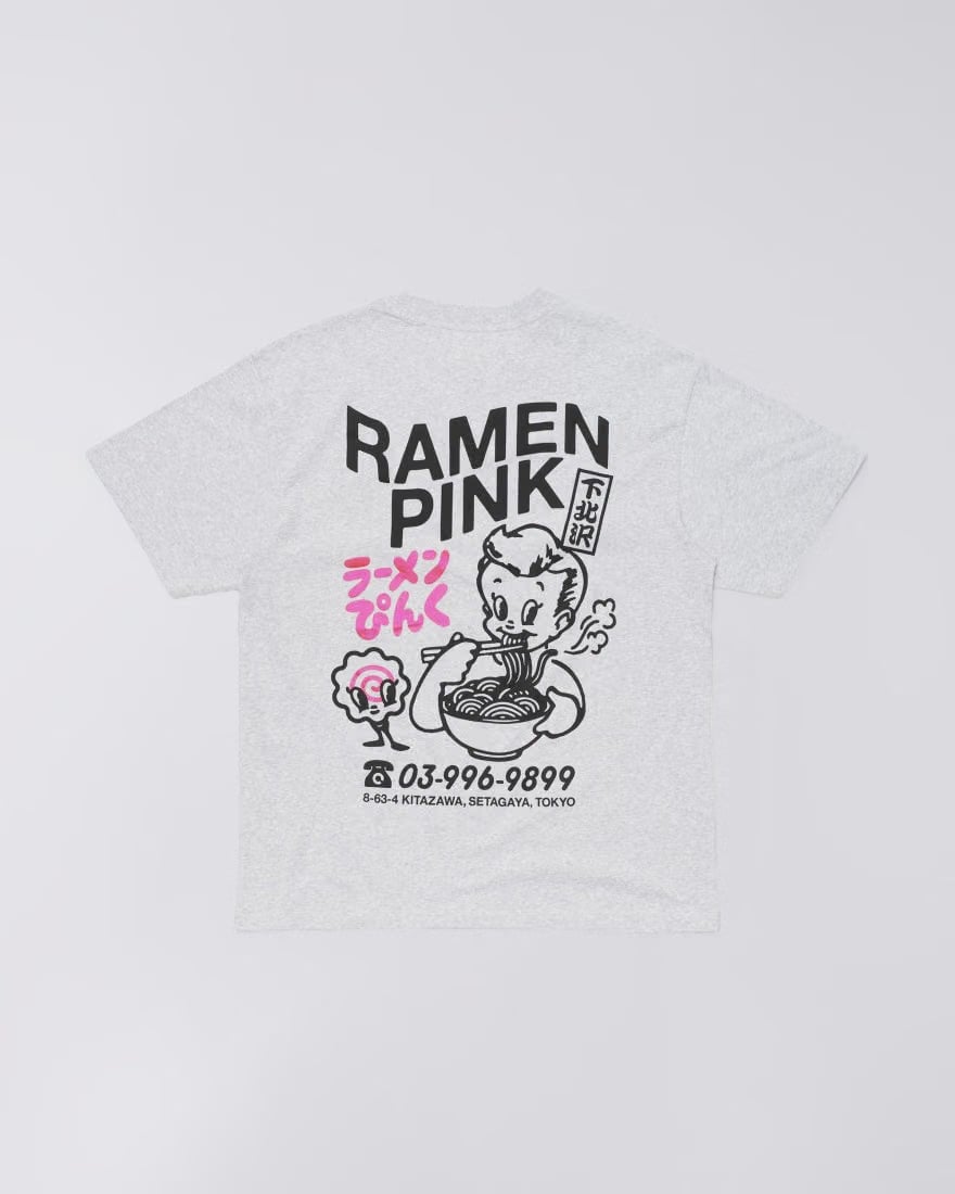 Edwin Ramen Pink T-Shirt - Grey Marl