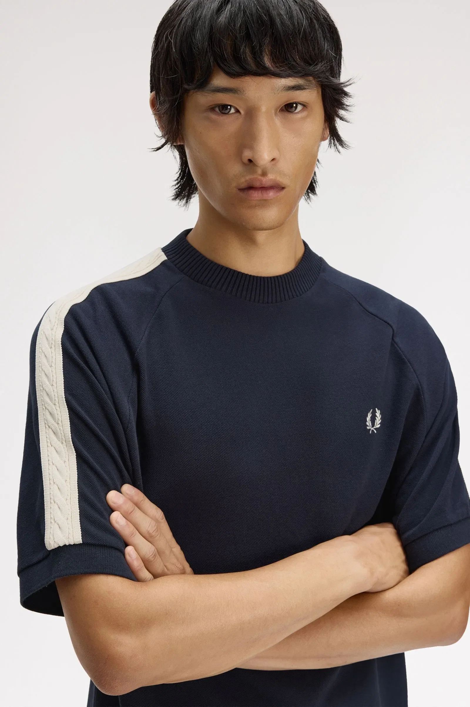 Fred Perry Cable Taped T-Shirt - Navy