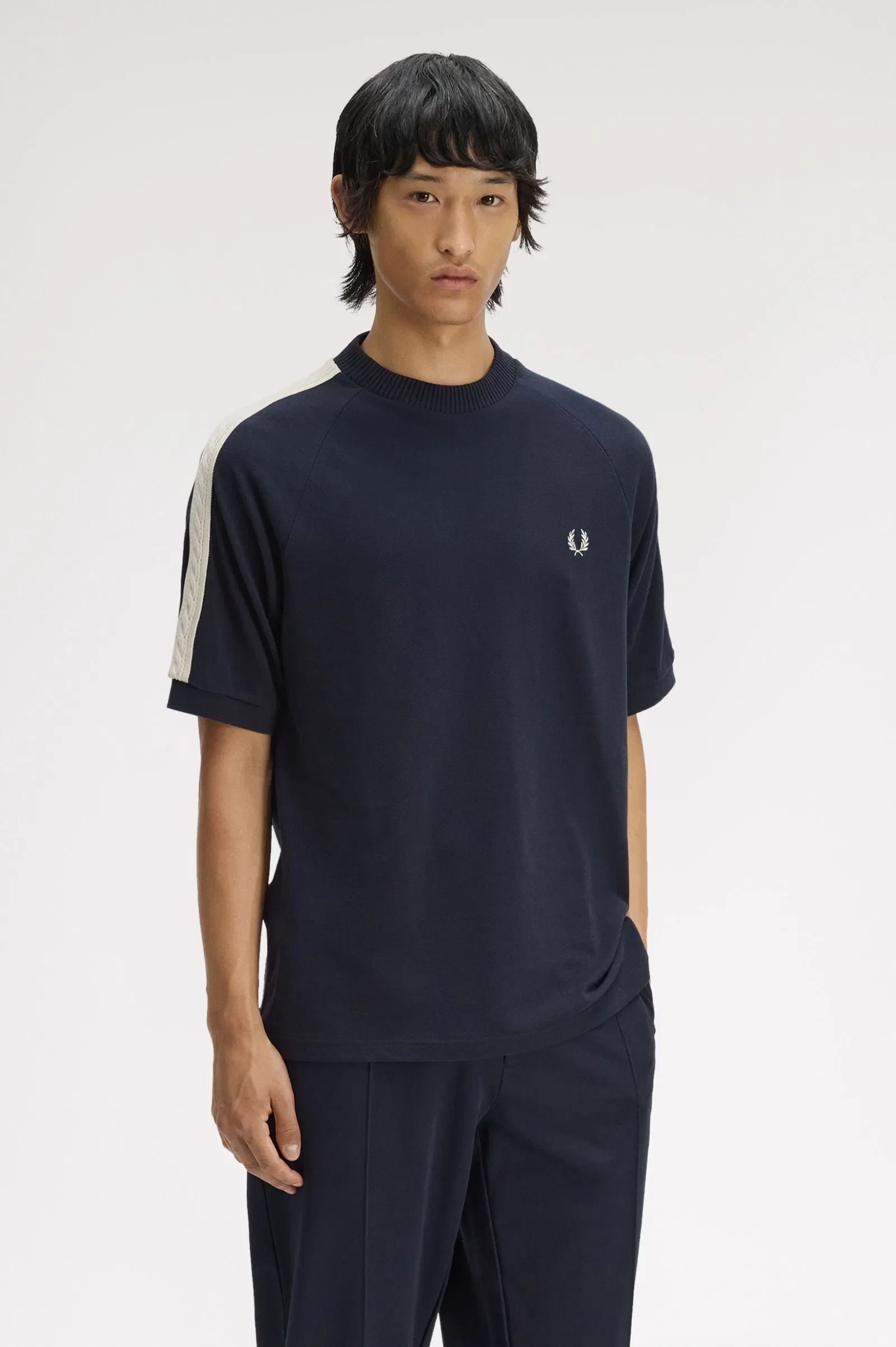 Fred Perry Cable Taped T-Shirt - Navy