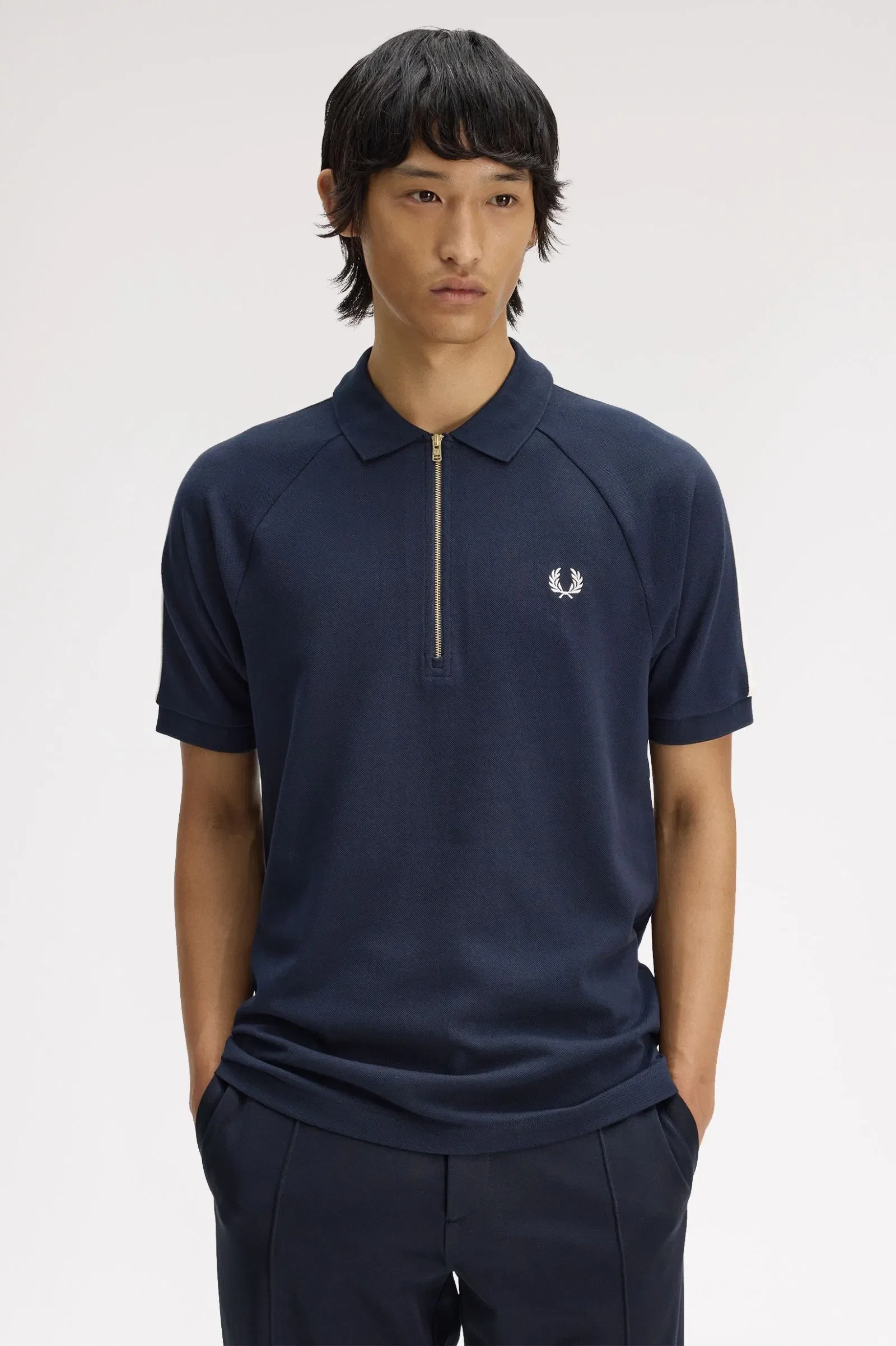 Fred Perry M2450 Cable Taped Polo Shirt - Navy