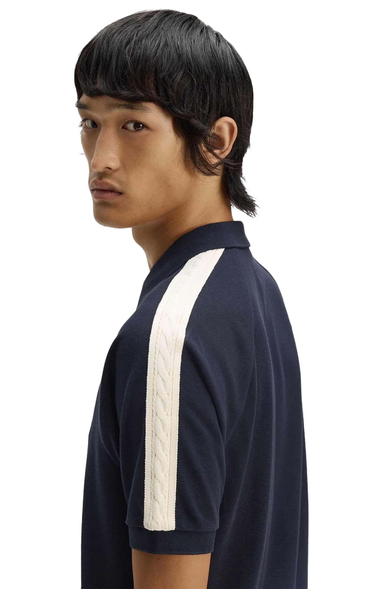 Fred Perry M2450 Cable Taped Polo Shirt - Navy