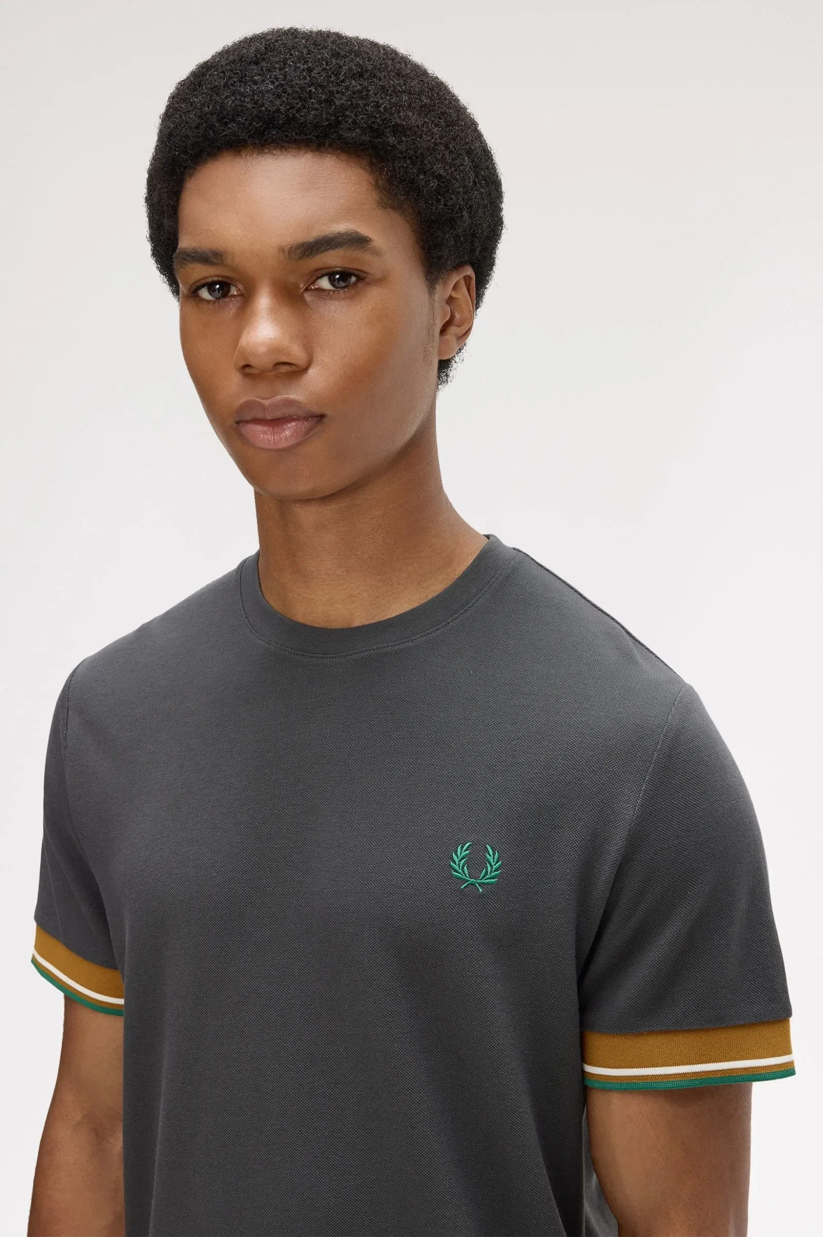Fred Perry M2396 Twin Tipped Cuff T-Shirt - Anchor Grey