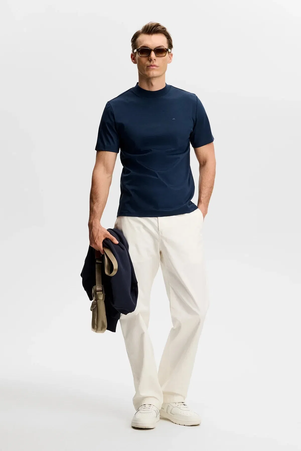 J. Lindeberg Ace Mock Neck T-Shirt - Navy