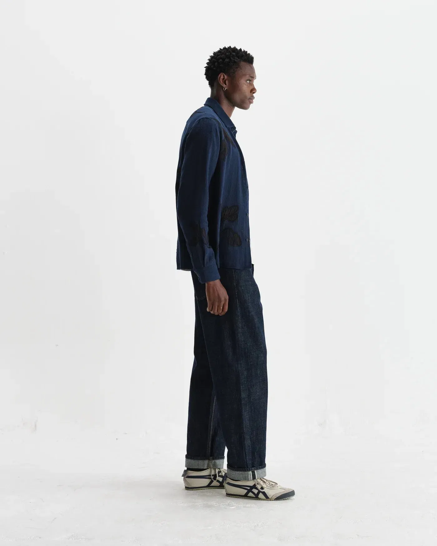 Wax London Halcomb Herringbone Applique Shirt - Navy