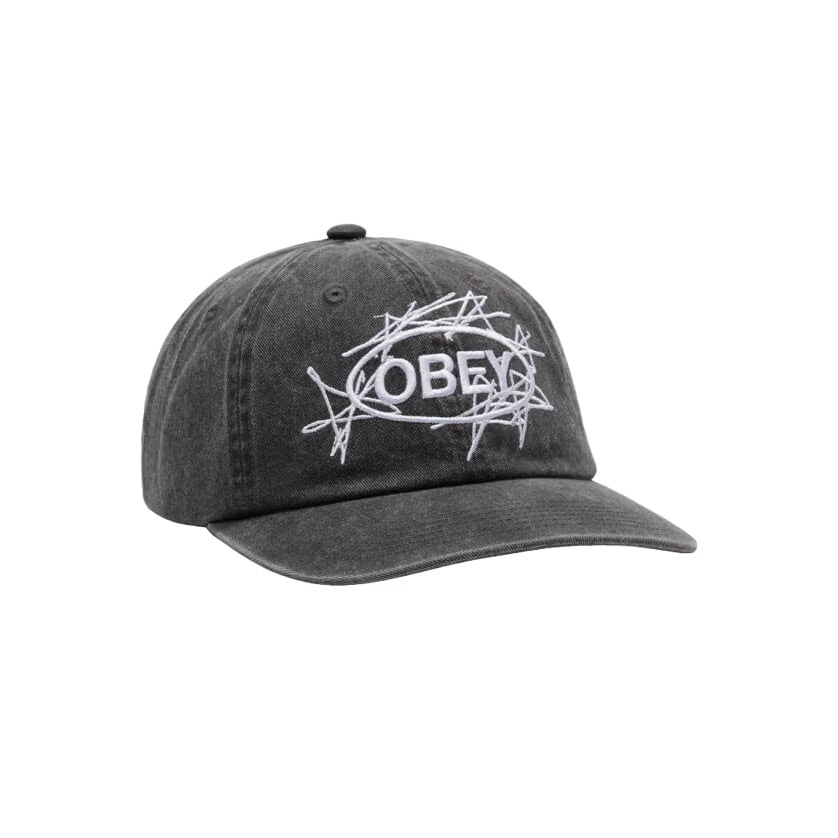 OBEY Duster 6 Panel Velcro Cap - Pigment Black
