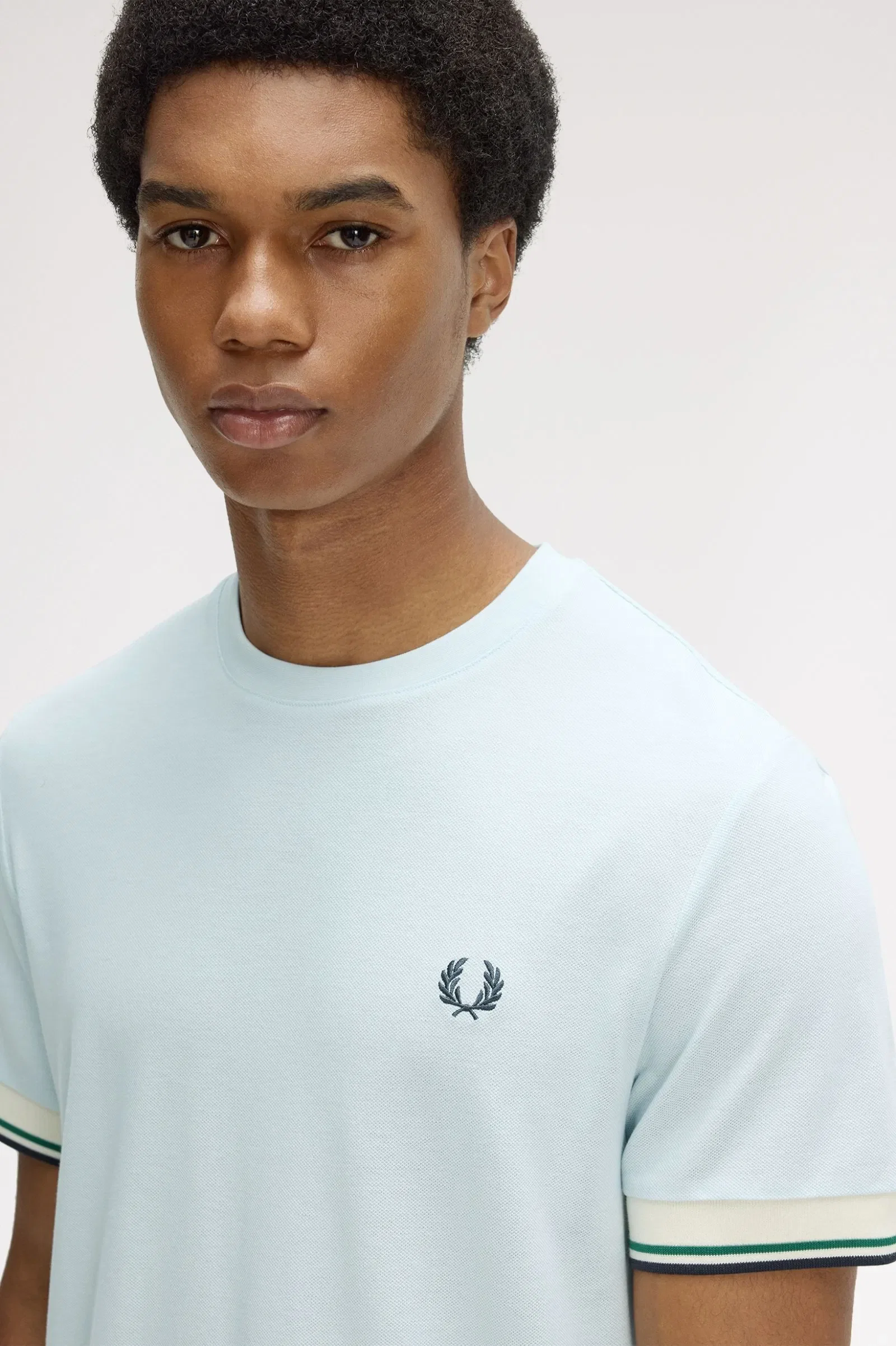 Fred Perry M2396 Twin Tipped Cuff T-Shirt - Light Ice