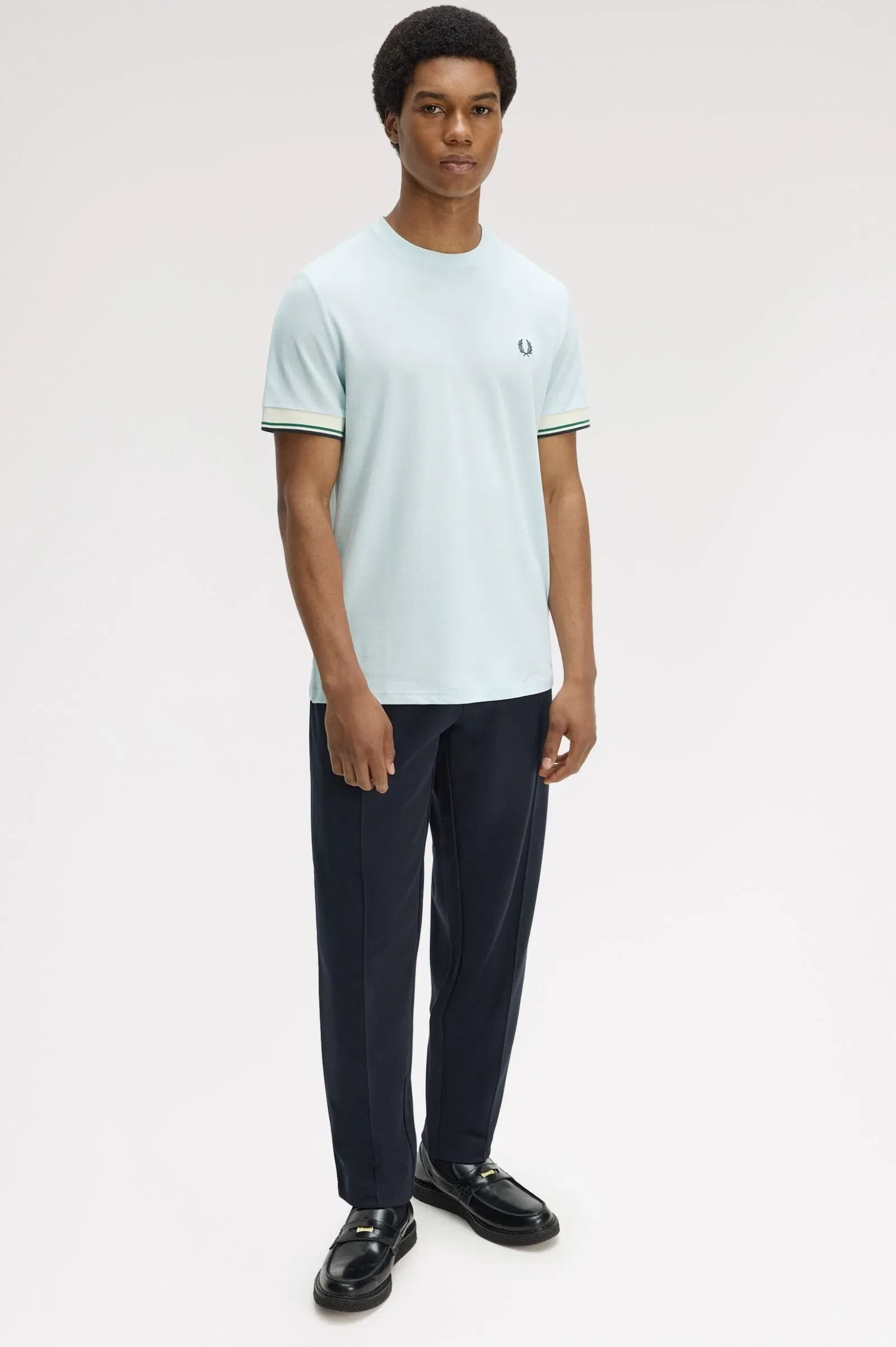 Fred Perry M2396 Twin Tipped Cuff T-Shirt - Light Ice