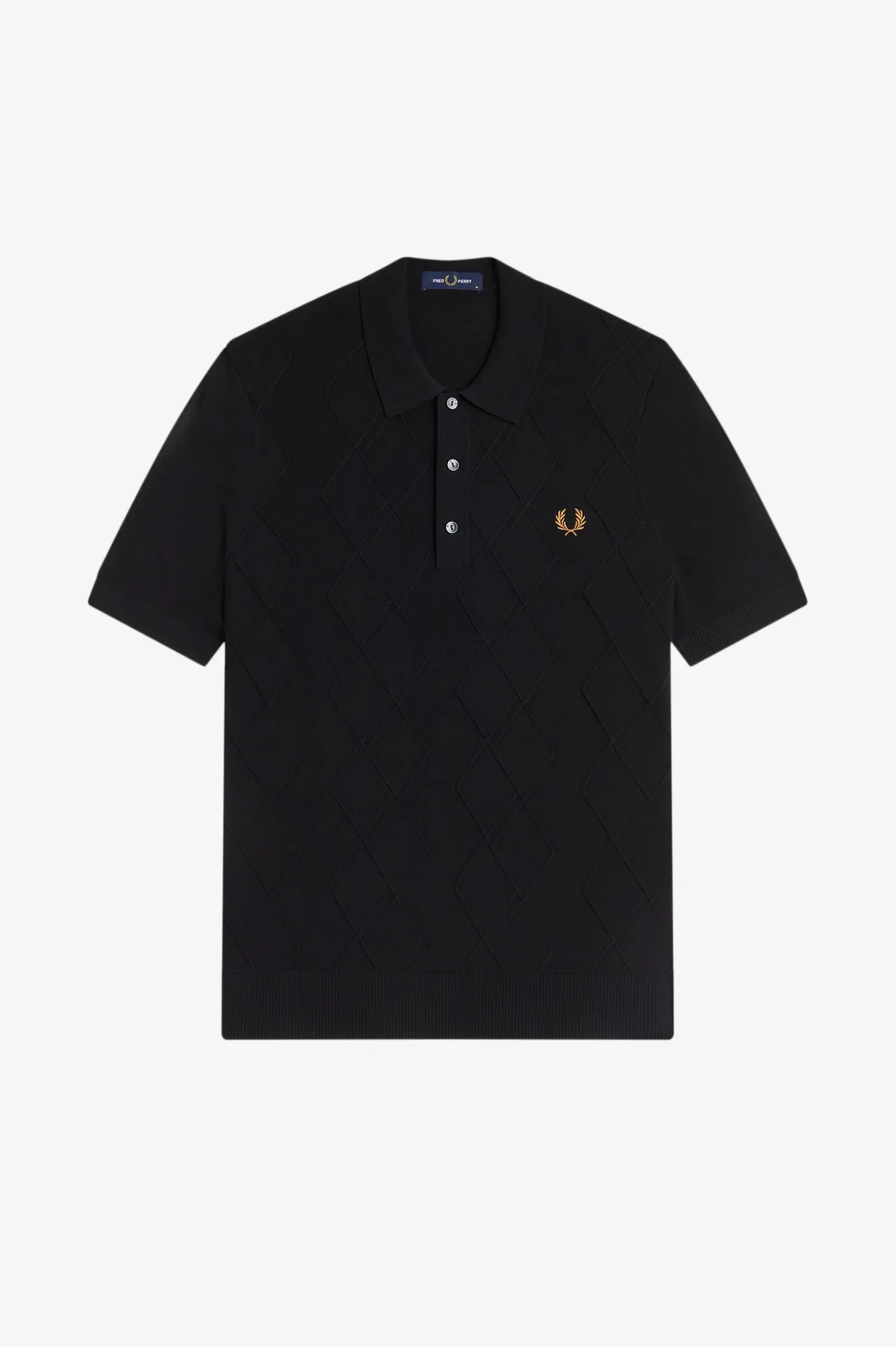 Fred Perry K9748 Cable Knitted Shirt - Black